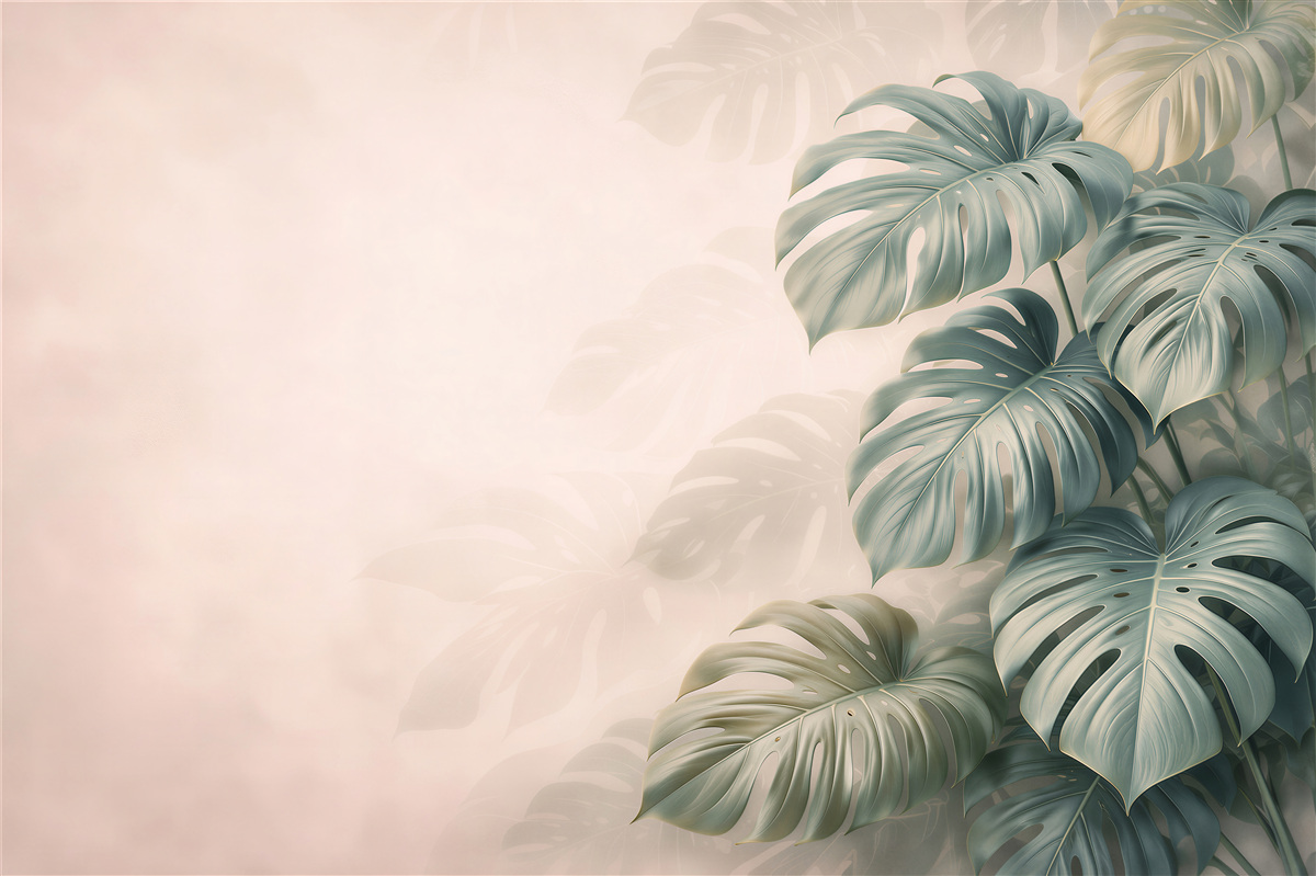 Fototapeta Monstera w Pudrowej Mgle