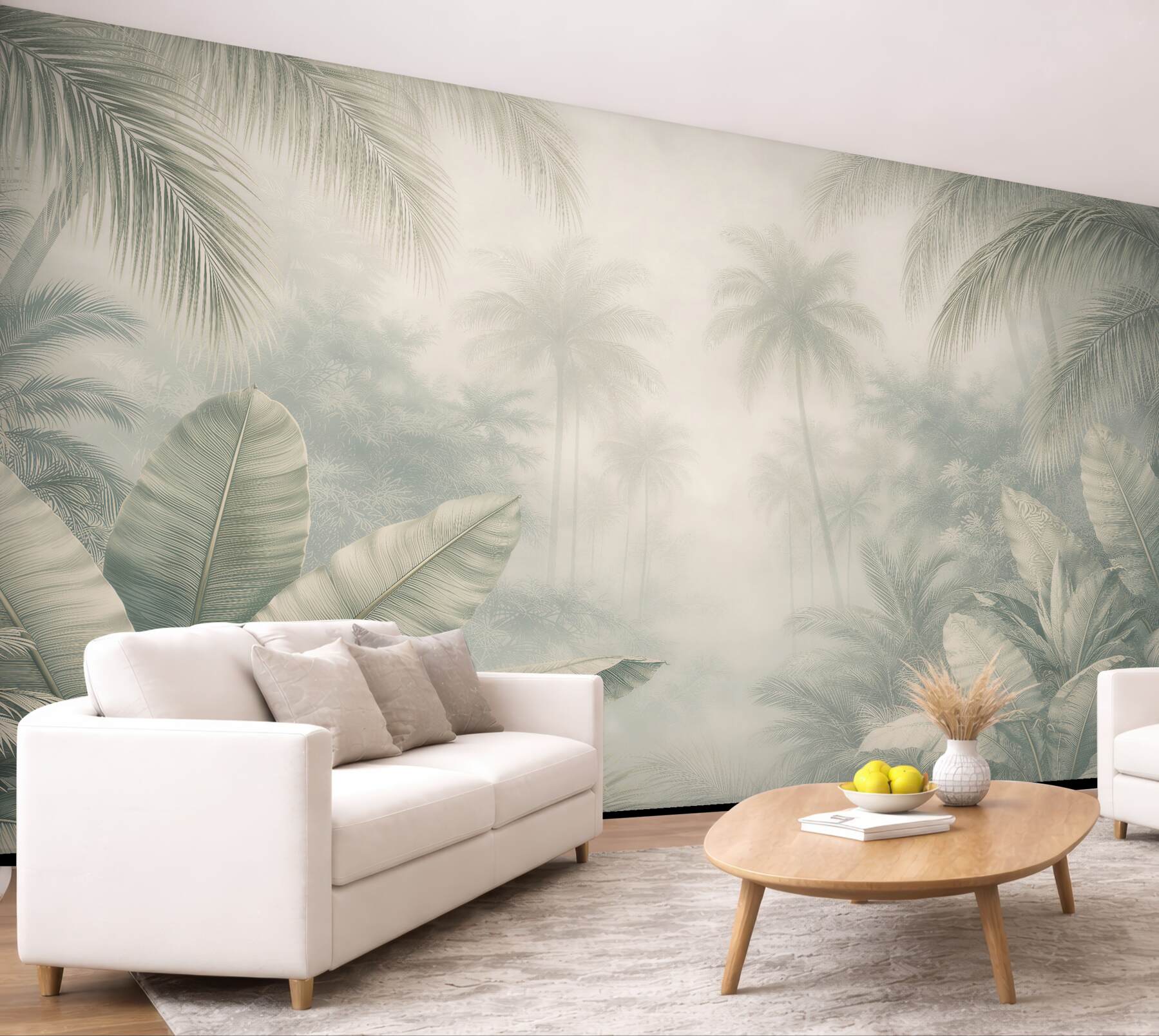 Fototapeta Mglista Dżungla Palmowa w Beżach