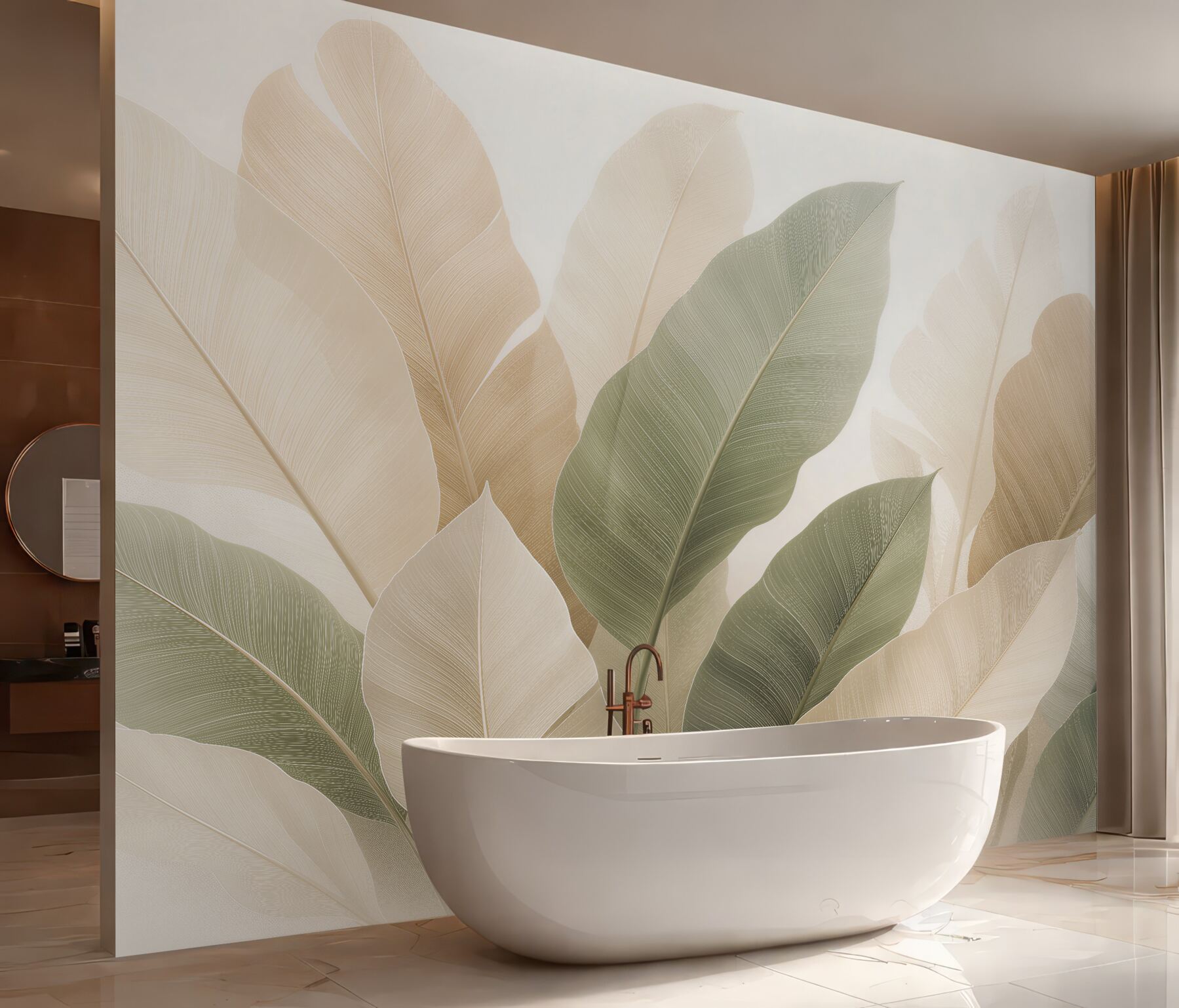 Fototapeta Subtelne Liście w Beżowej Harmonii?v23