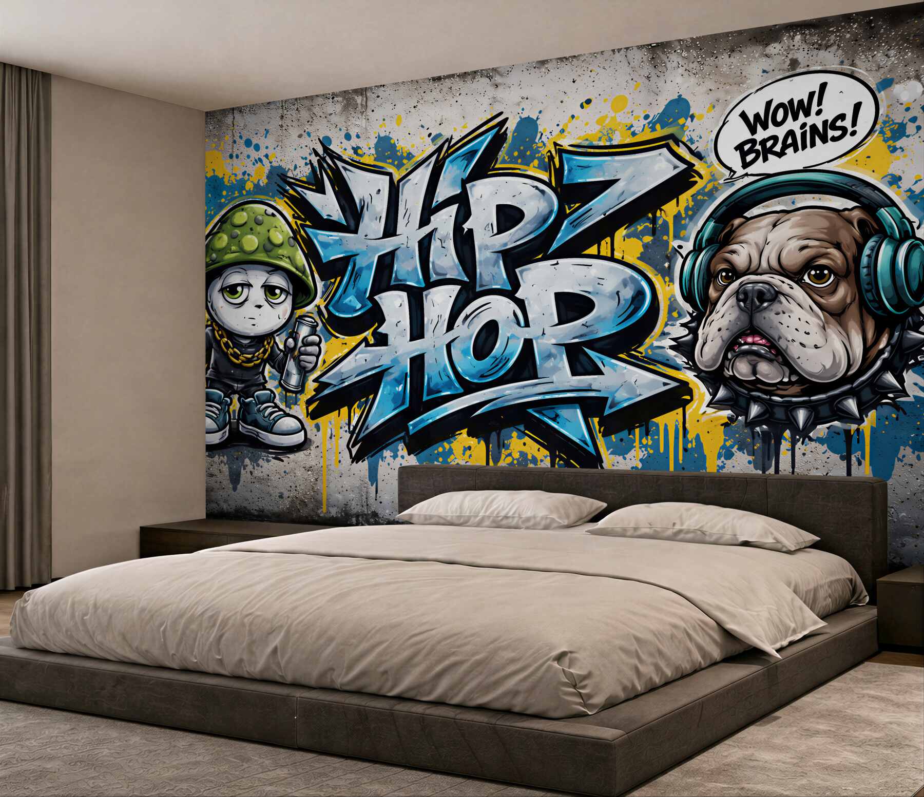 Fototapeta graffiti hip hop z buldogiem