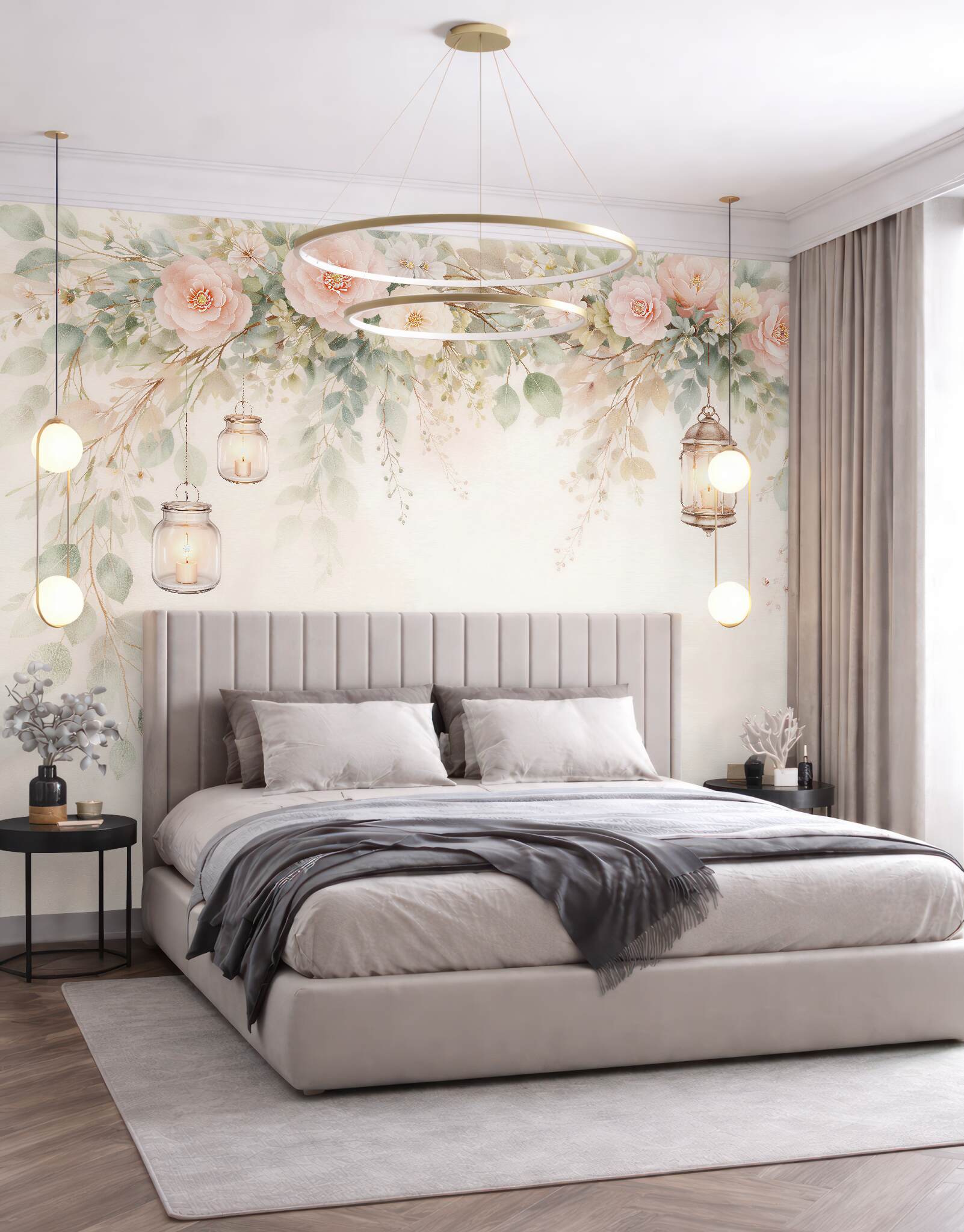 Fototapeta romantyczne kwiaty z lampionami?v23