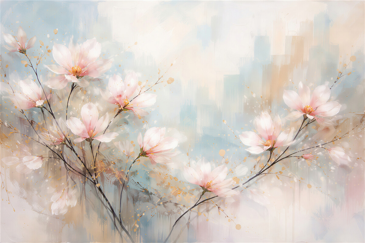 Fototapeta akwarelowa magnolia w blasku