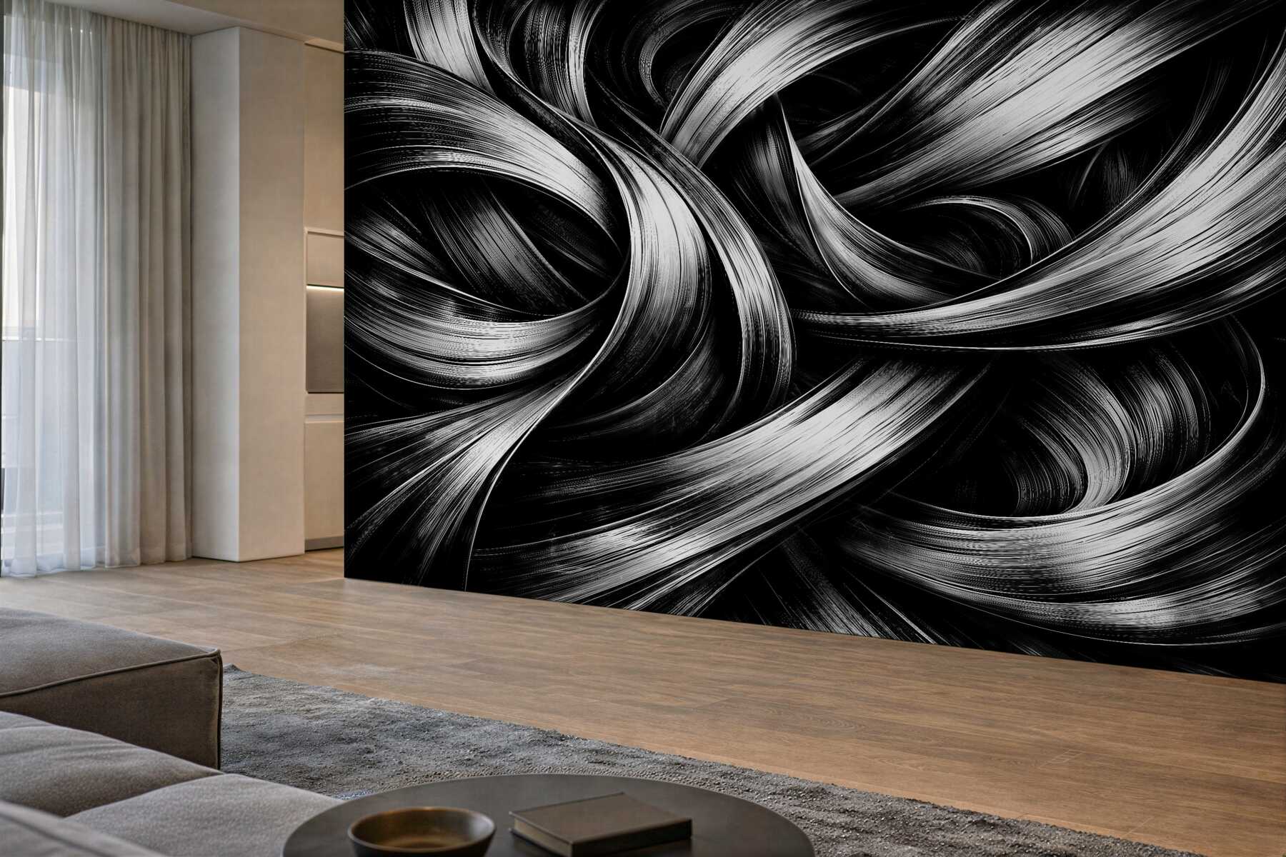 Fototapeta czarno-białe dynamiczne wstęgi?v23
