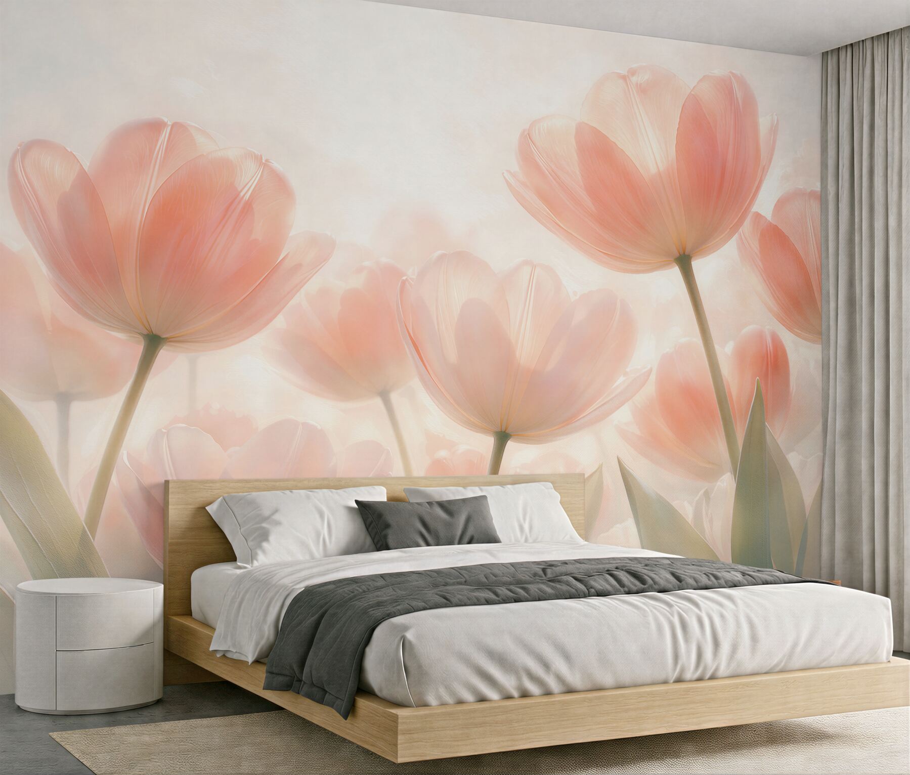Fototapeta pastelowe tulipany w blasku