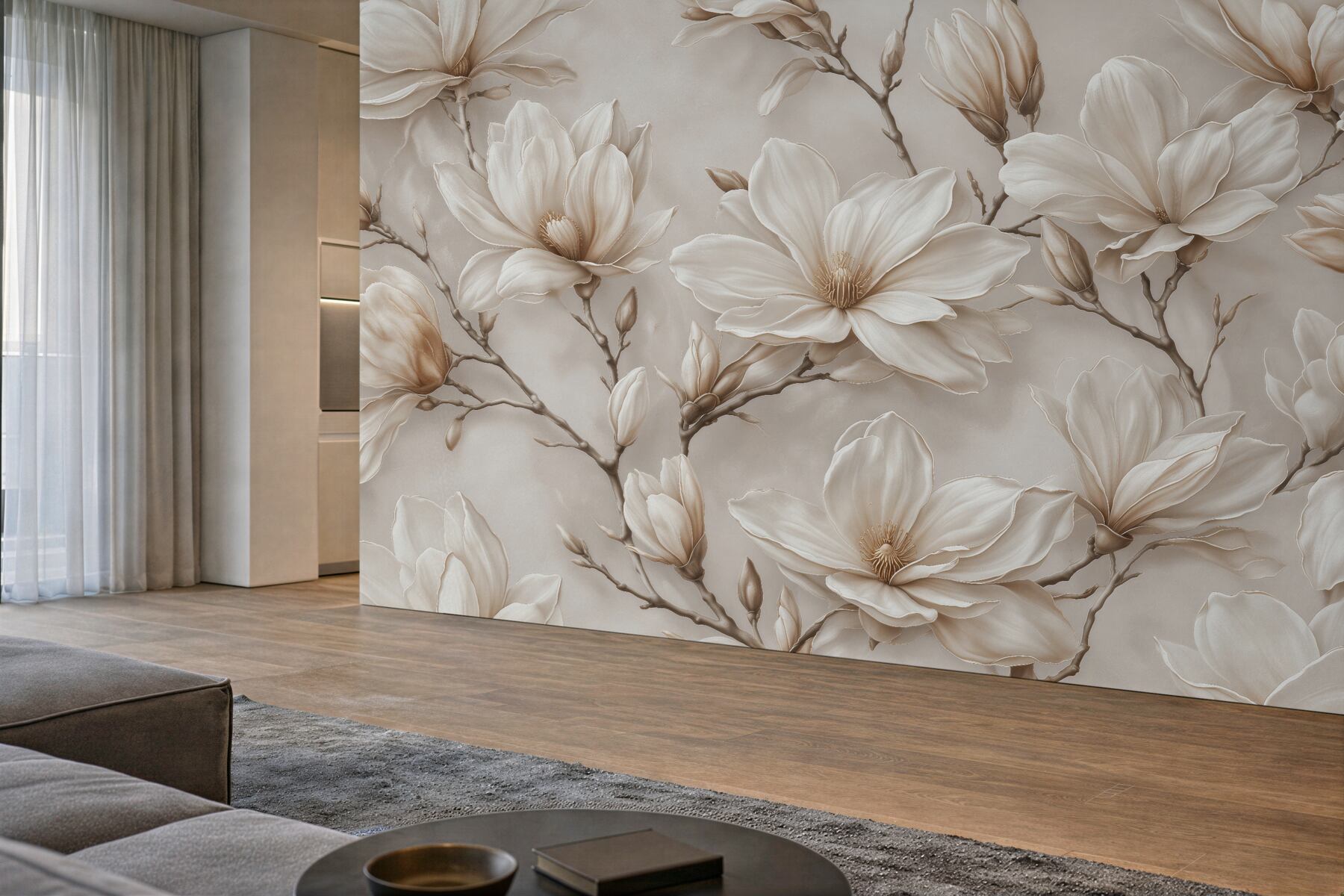 Fototapeta kremowa magnolia w eleganckim stylu