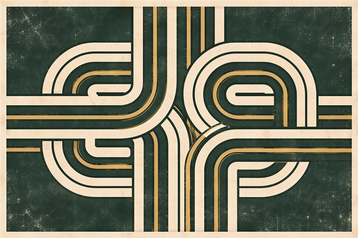 Fototapeta retro geometryczne linie elegance