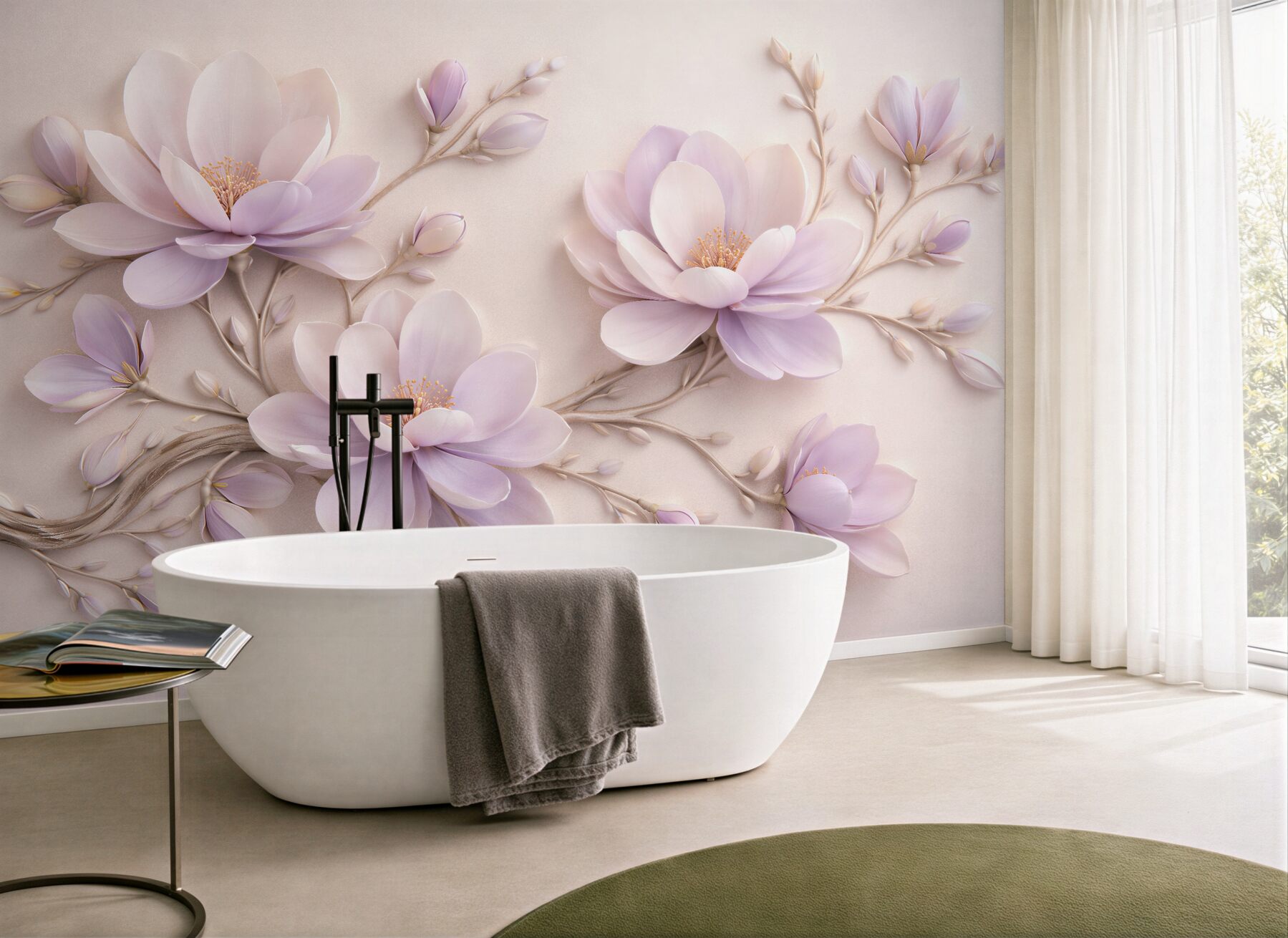 Fototapeta lawendowa magnolia w eleganckim rozkwicie?v23