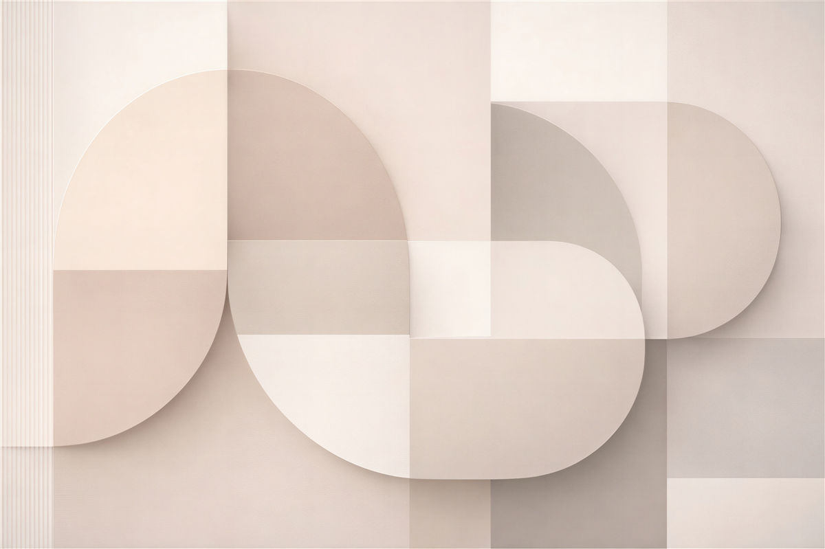 Fototapeta beżowa geometria z półokręgami