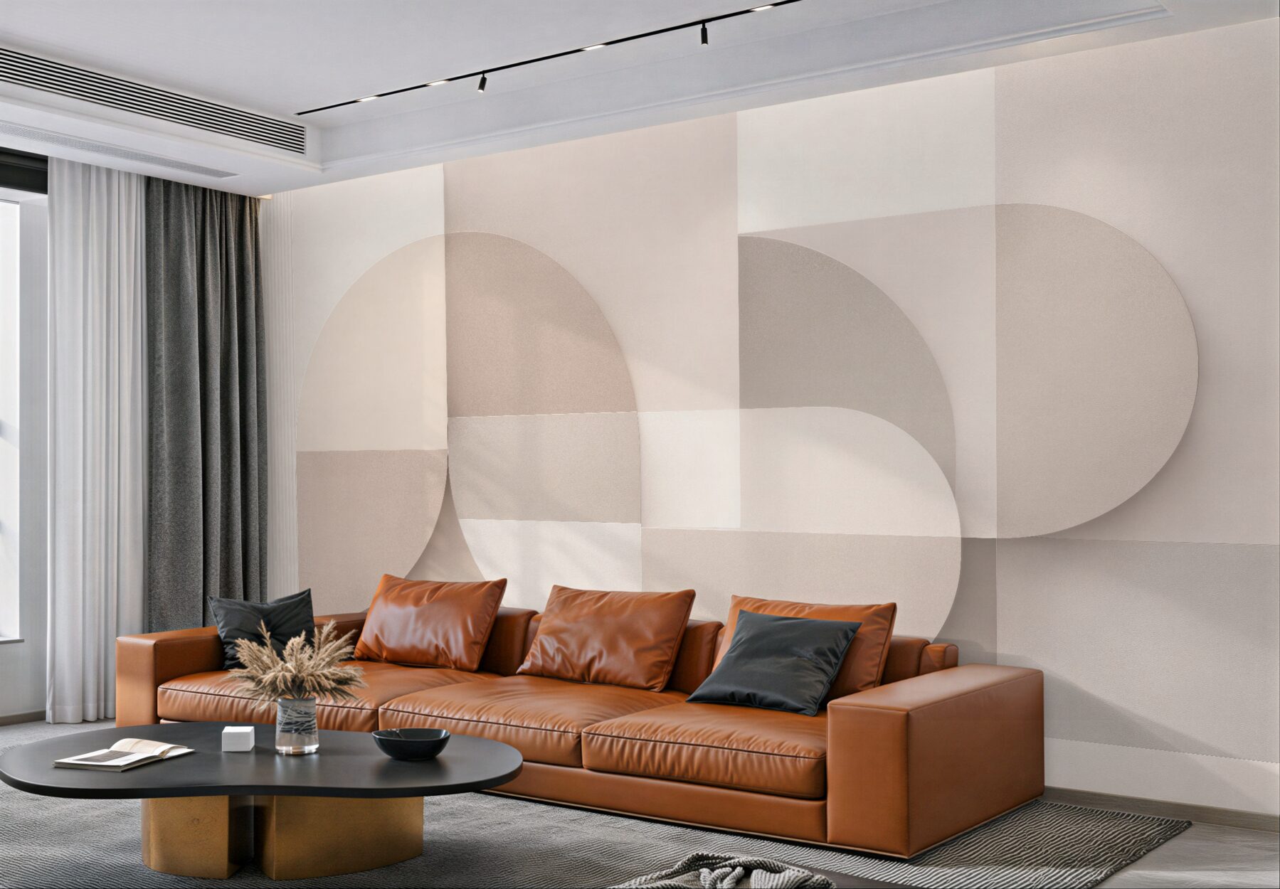 Fototapeta beżowa geometria z półokręgami?v23