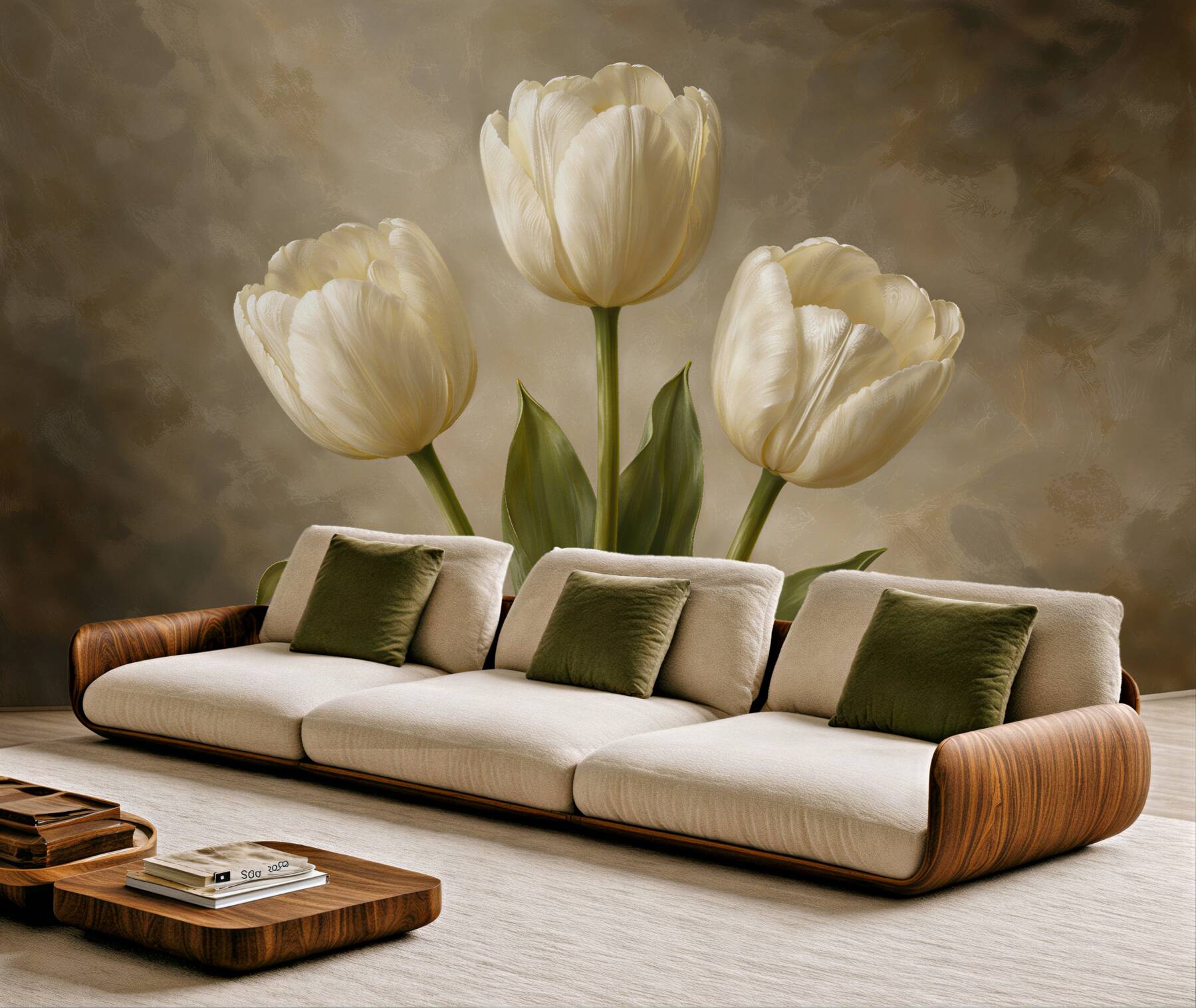 Fototapeta kremowe tulipany w eleganckim stylu