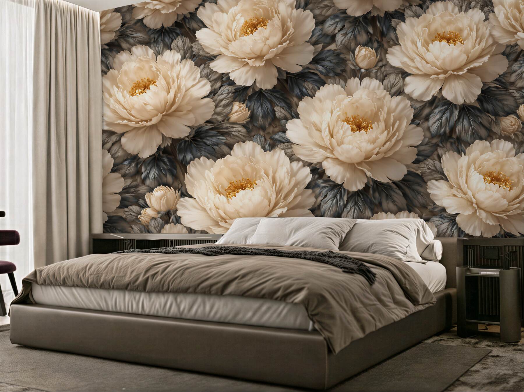 Fototapeta kremowe piwonie w eleganckim stylu