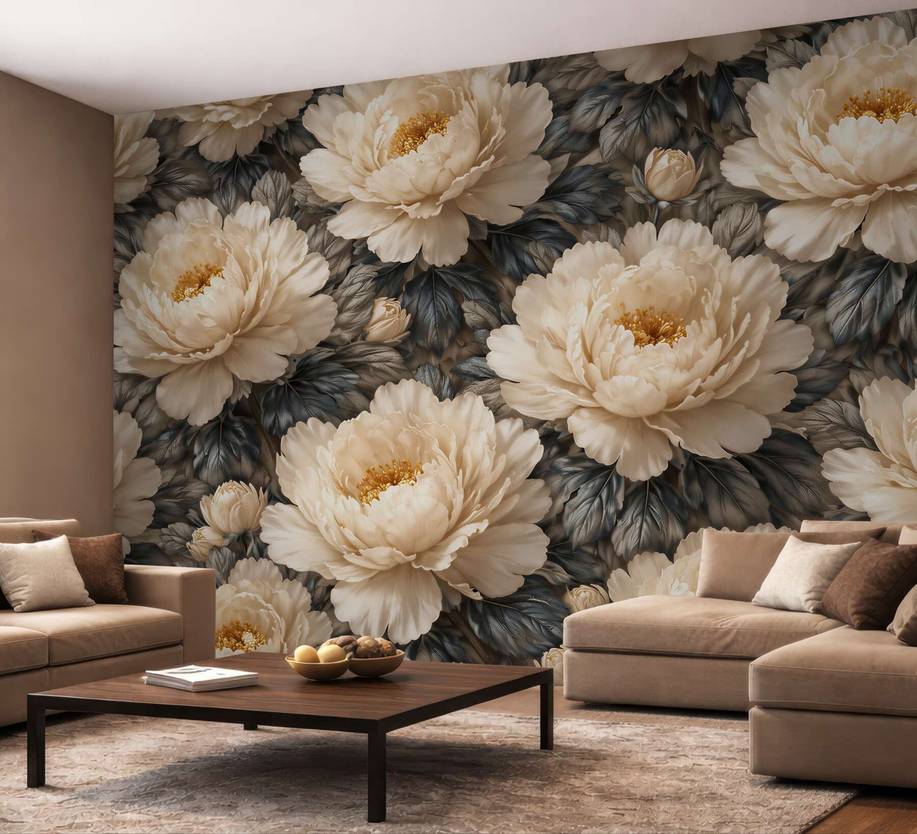 Fototapeta kremowe piwonie w eleganckim stylu?v23