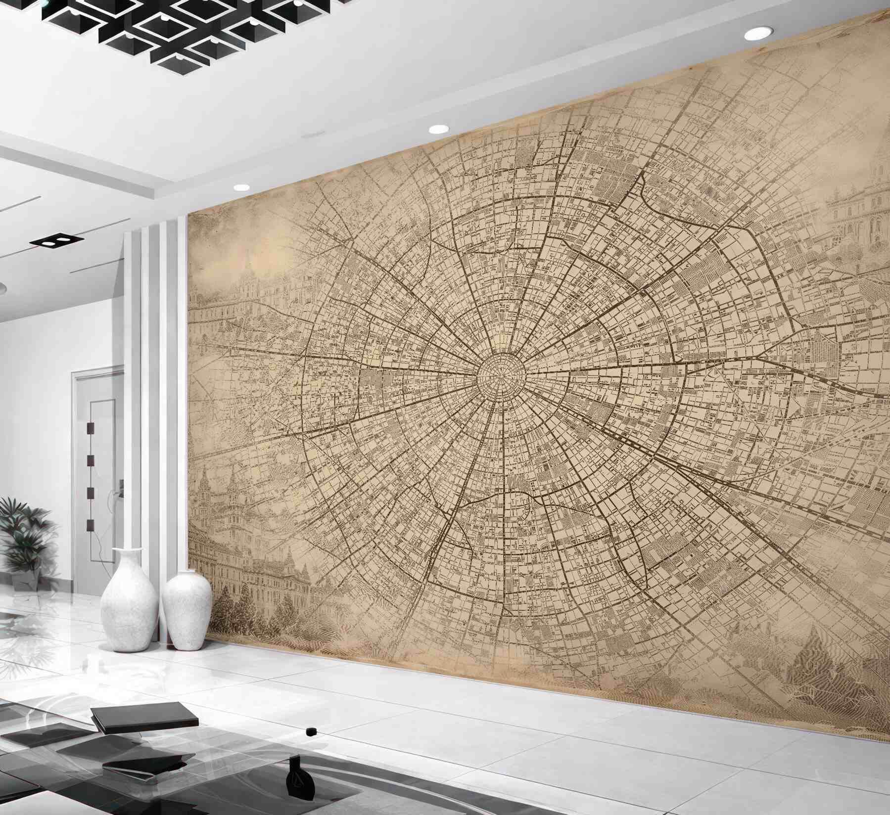 Fototapeta sepiowa mapa starego miasta?v23
