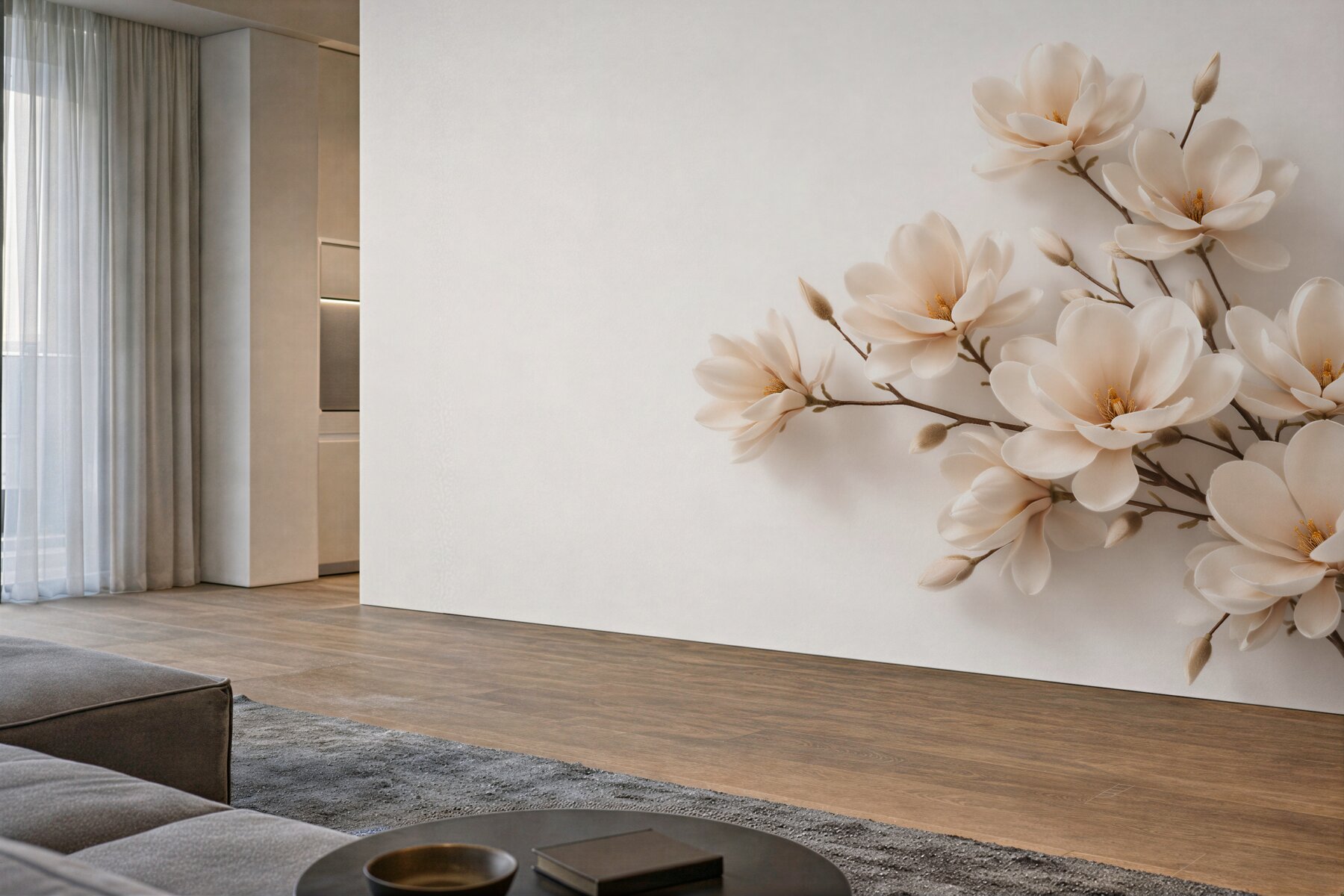 Fototapeta kremowe magnolie w subtelnej kompozycji
