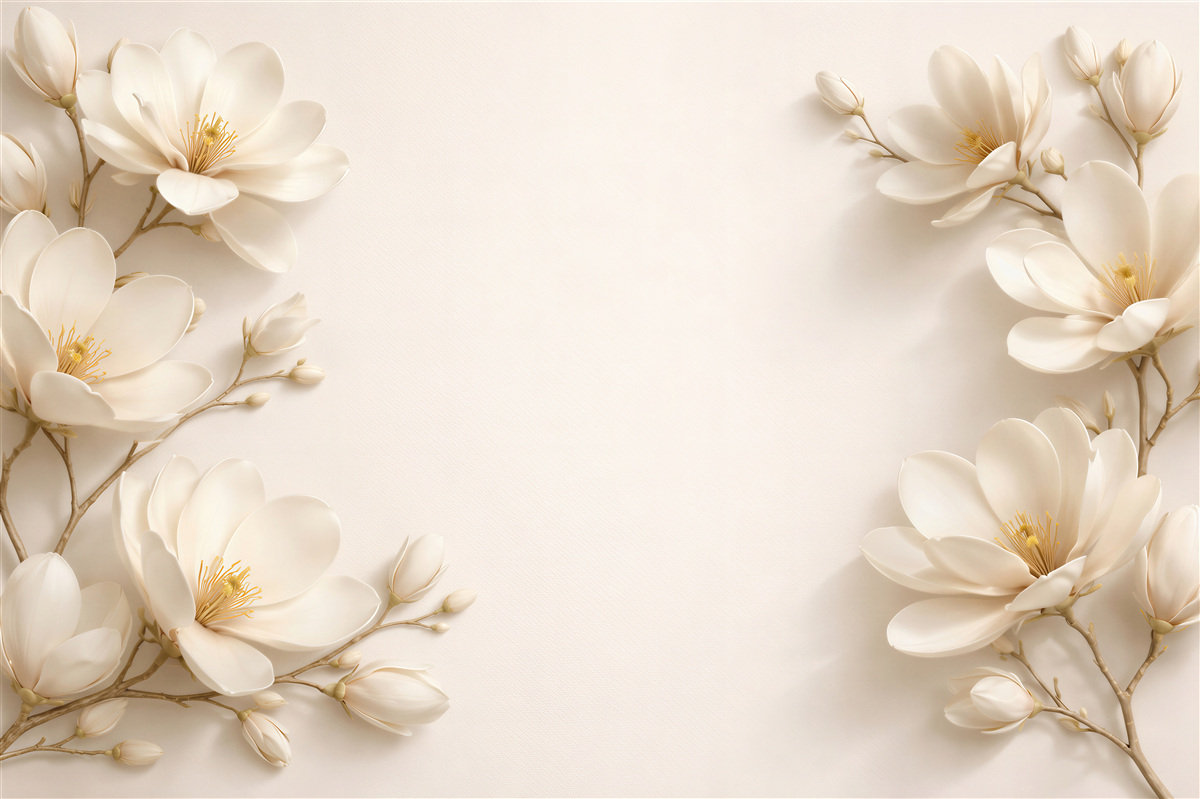 Fototapeta jasne magnolie w eleganckiej ramie