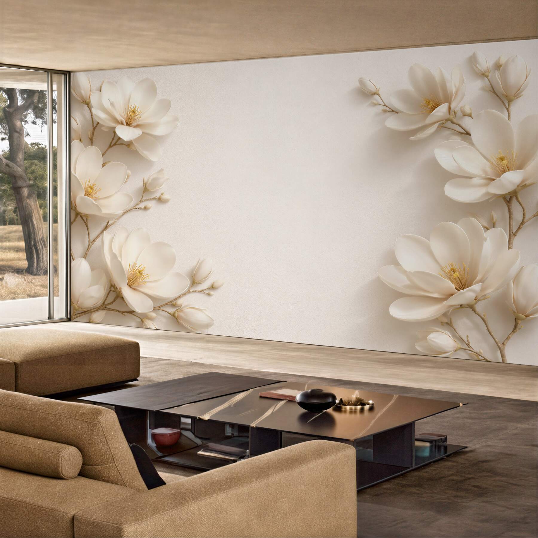 Fototapeta jasne magnolie w eleganckiej ramie?v23