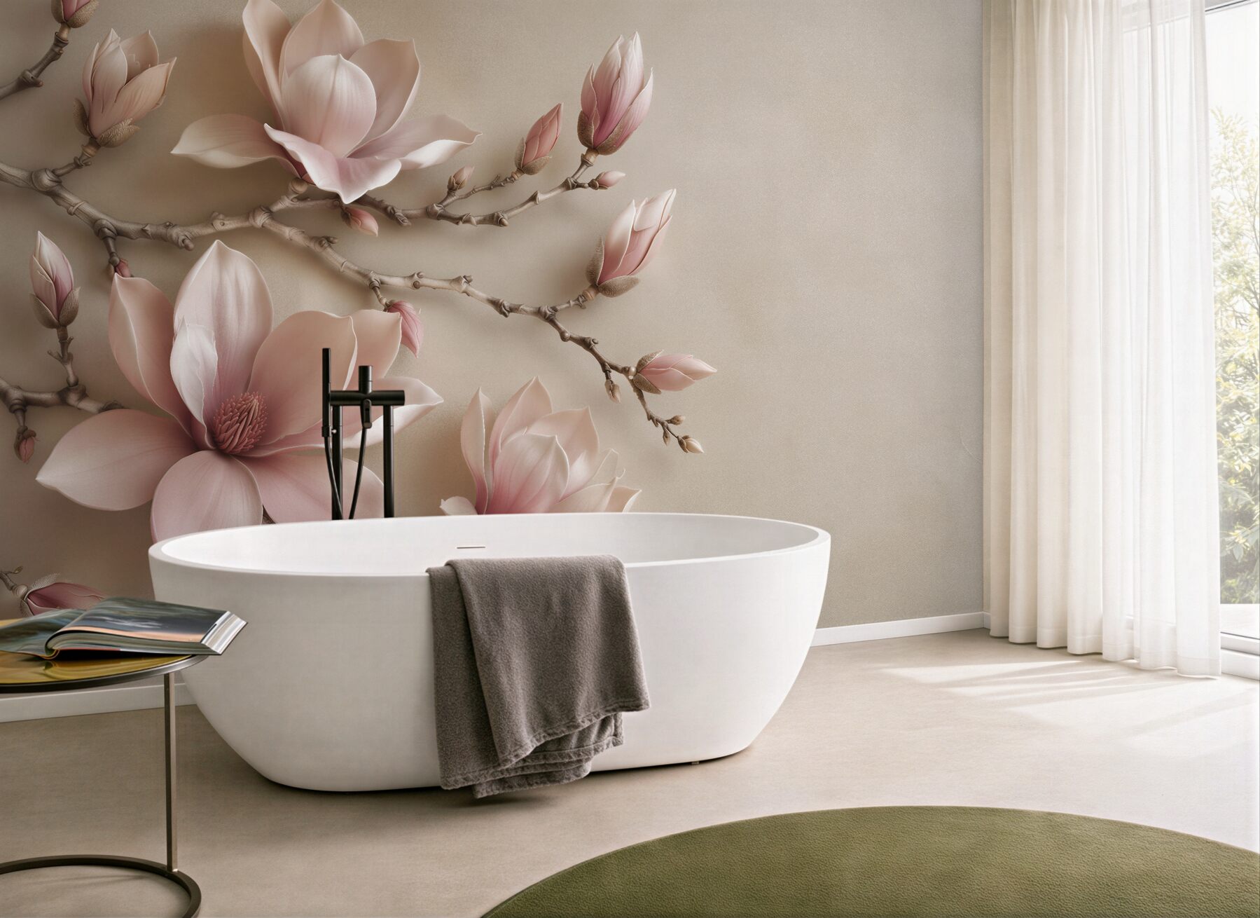 Fototapeta pudrowa magnolia na gałęziach?v23