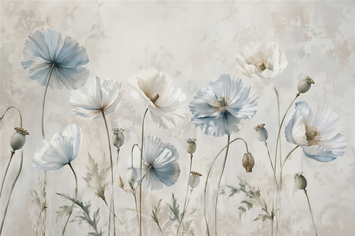Fototapeta subtelne błękitne maki