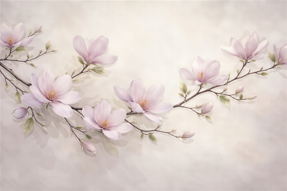 Fototapeta pudrowa gałąź magnolii