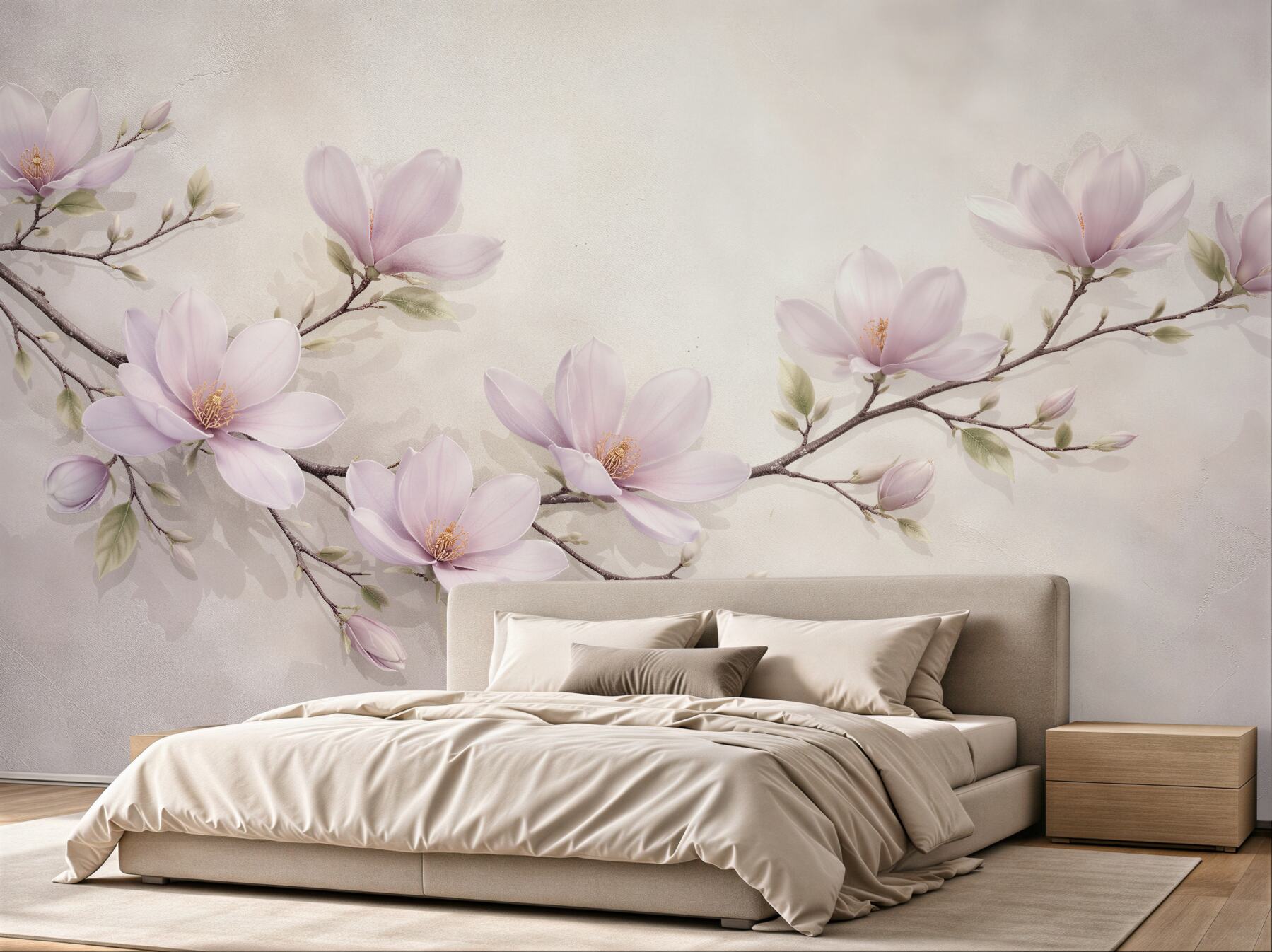 Fototapeta pudrowa gałąź magnolii?v23