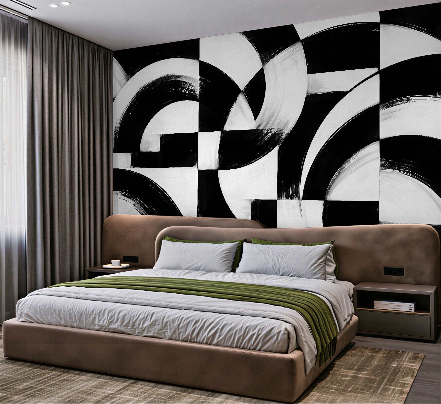 Fototapeta czarno-biała geometryczna abstrakcja łuków?v23
