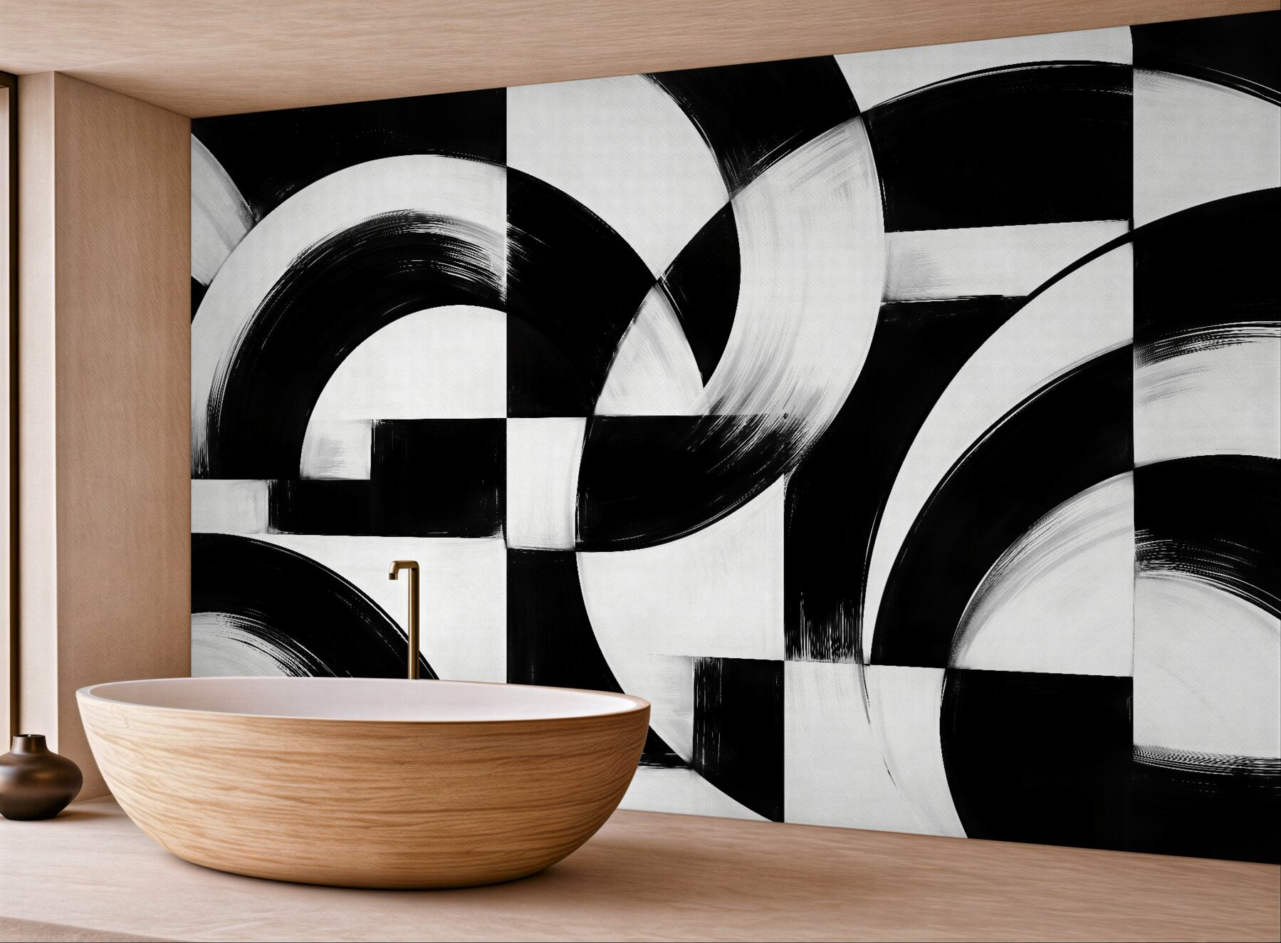 Fototapeta czarno-biała geometryczna abstrakcja łuków?v23