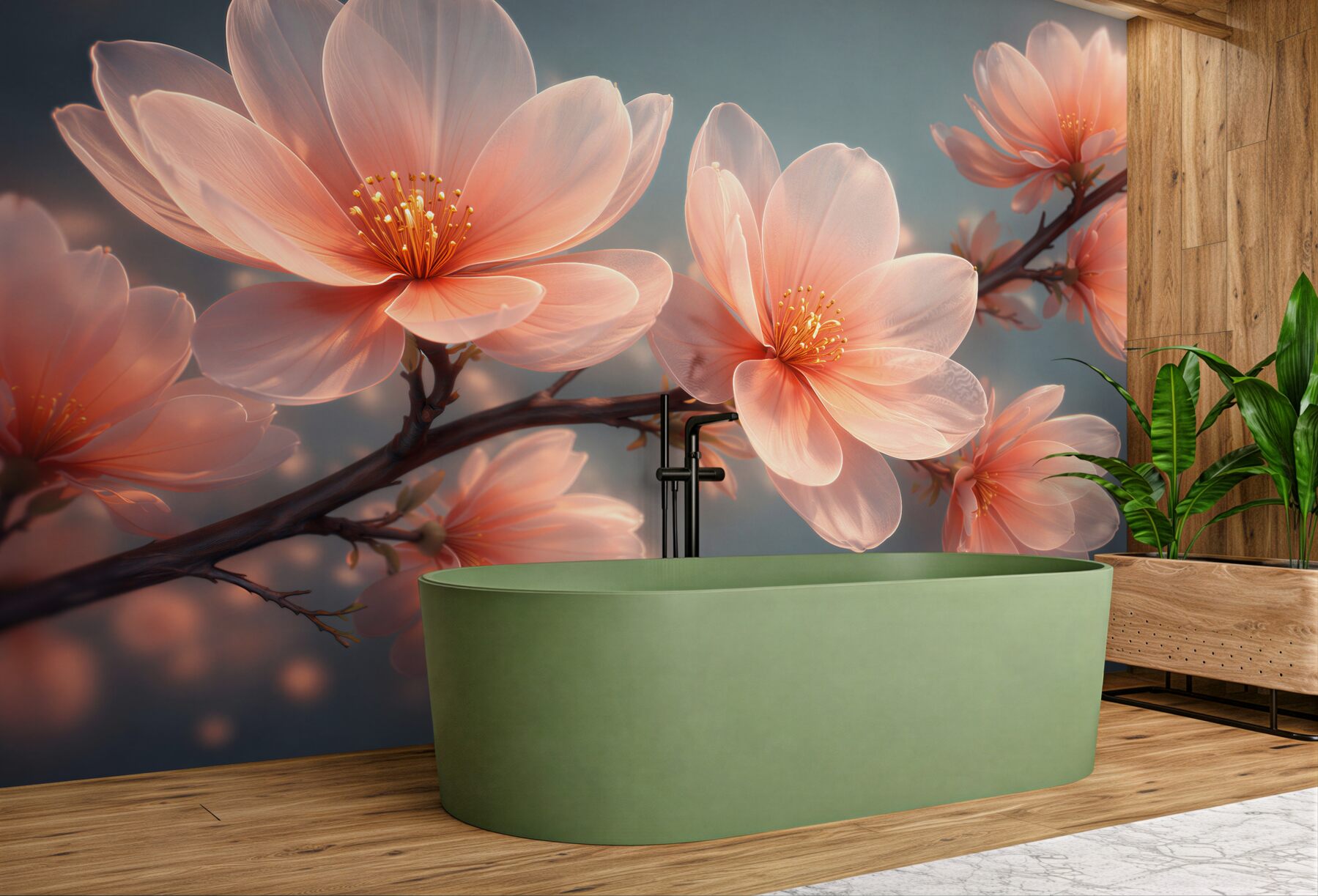 Fototapeta Świetliste kwiaty magnolii o świcie?v23