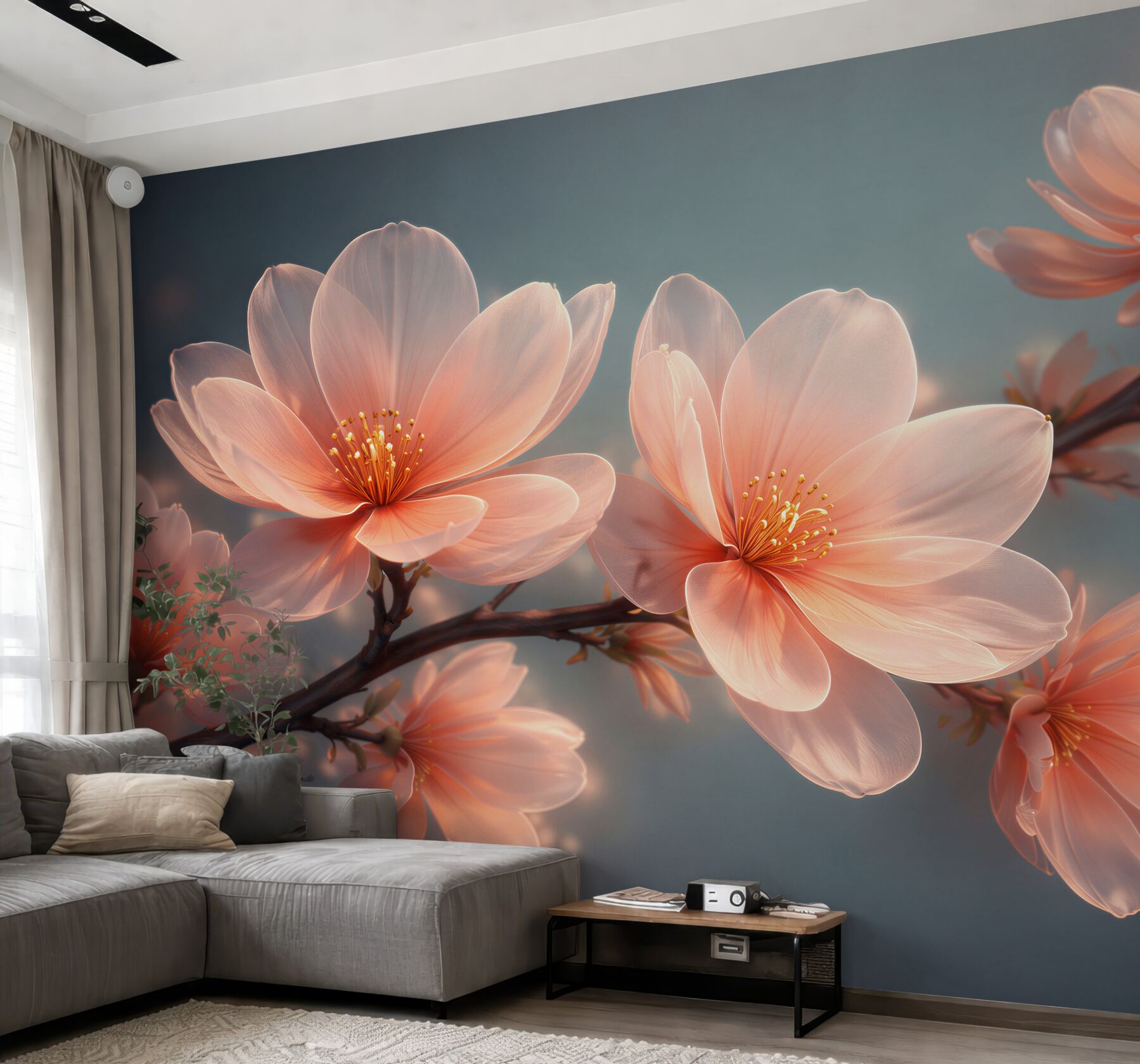 Fototapeta Świetliste kwiaty magnolii o świcie