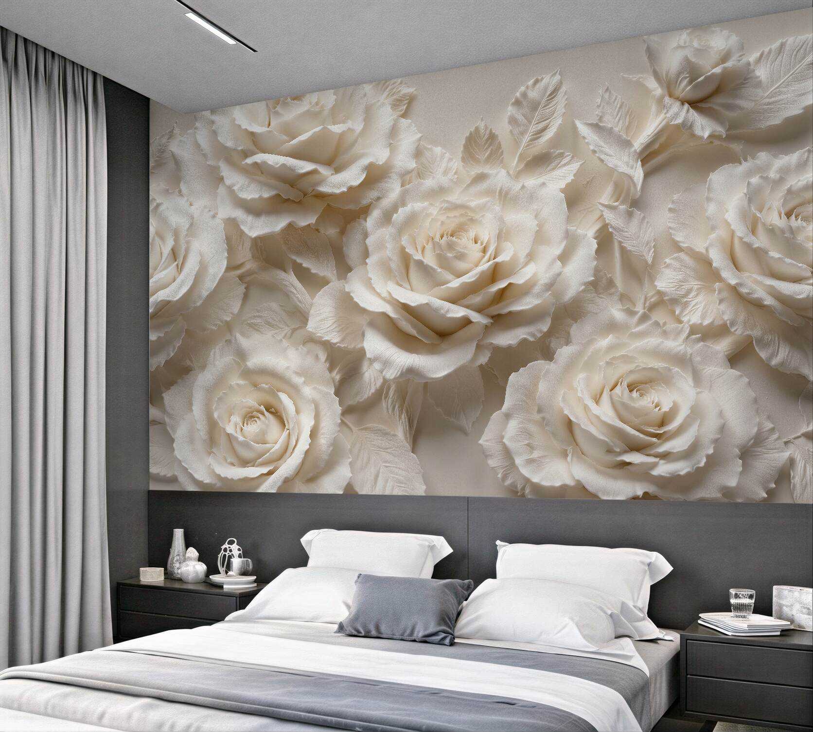 Fototapeta kremowe róże w eleganckim reliefie?v23