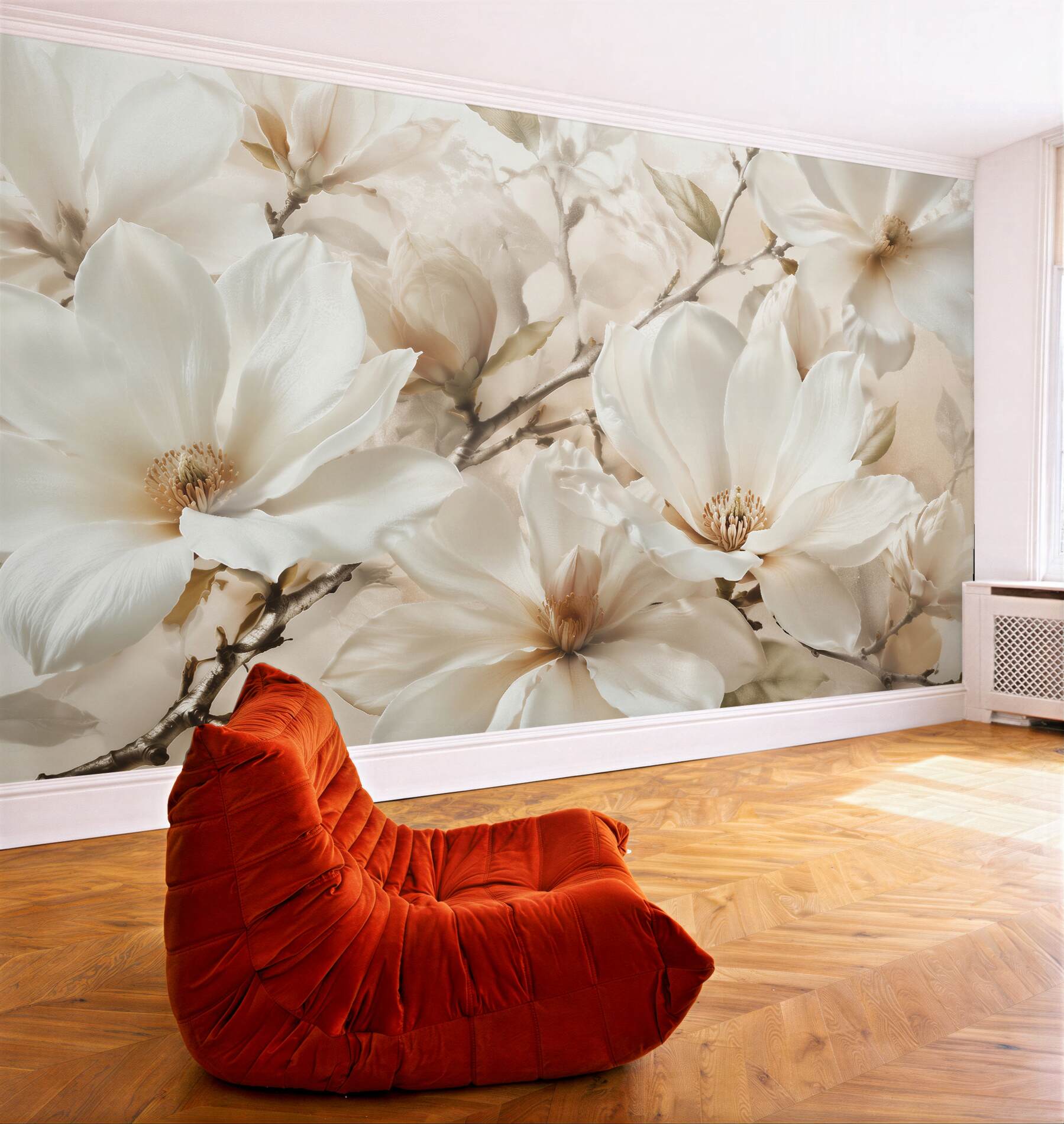 Fototapeta kremowe magnolie w eleganckim rozkwicie