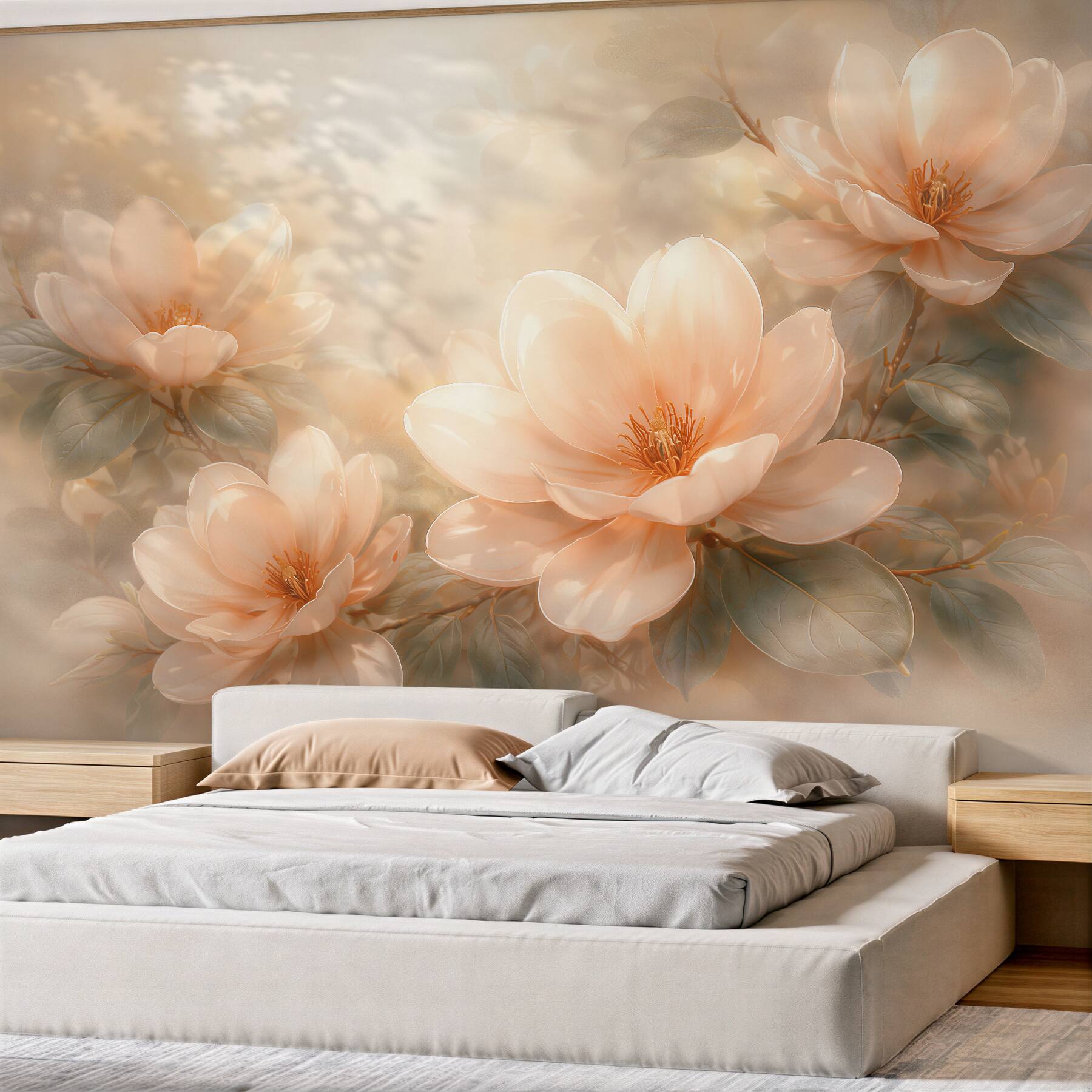 Fototapeta kremowe magnolie w złotym blasku?v23