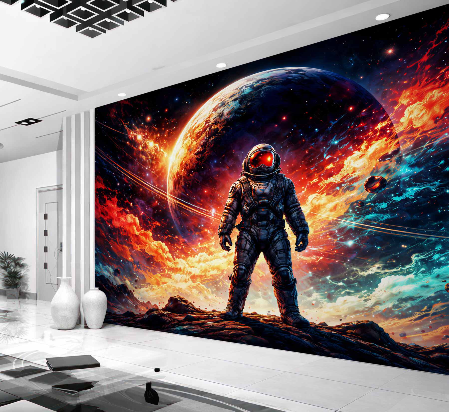 Fototapeta kosmiczny astronauta w ognistej galaktyce?v23