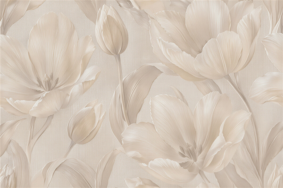 Fototapeta kremowe tulipany w eleganckim reliefie