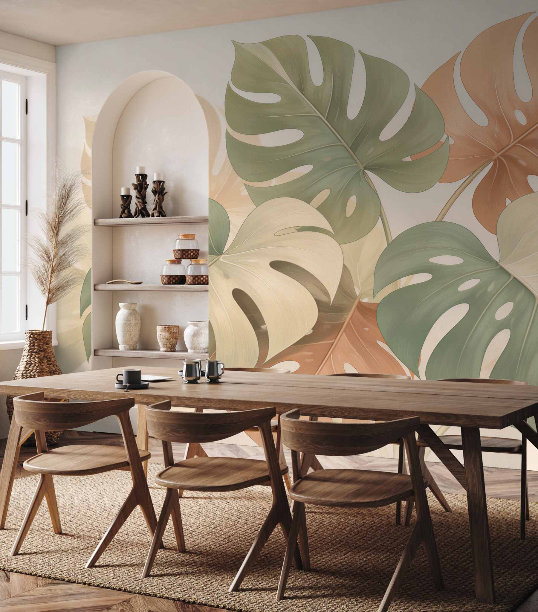Fototapeta monstera w pastelowej elegancji?v23