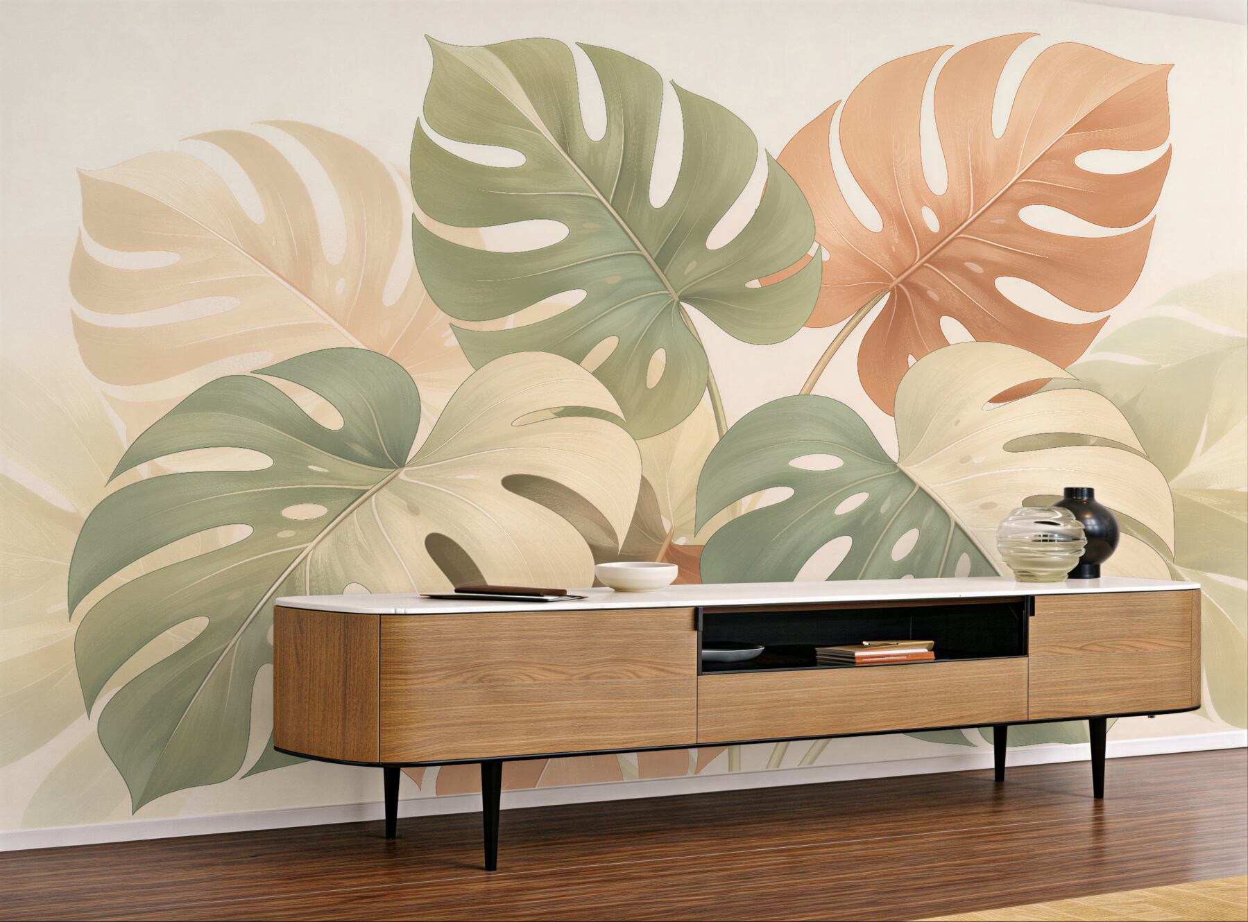 Fototapeta monstera w pastelowej elegancji?v23