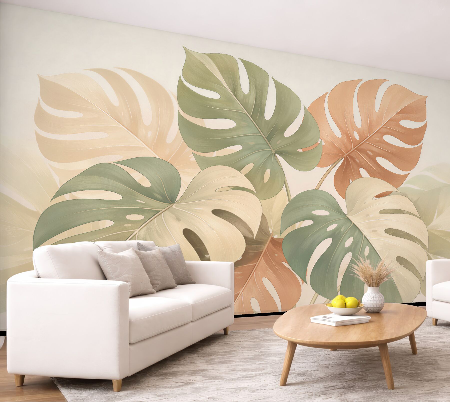 Fototapeta monstera w pastelowej elegancji