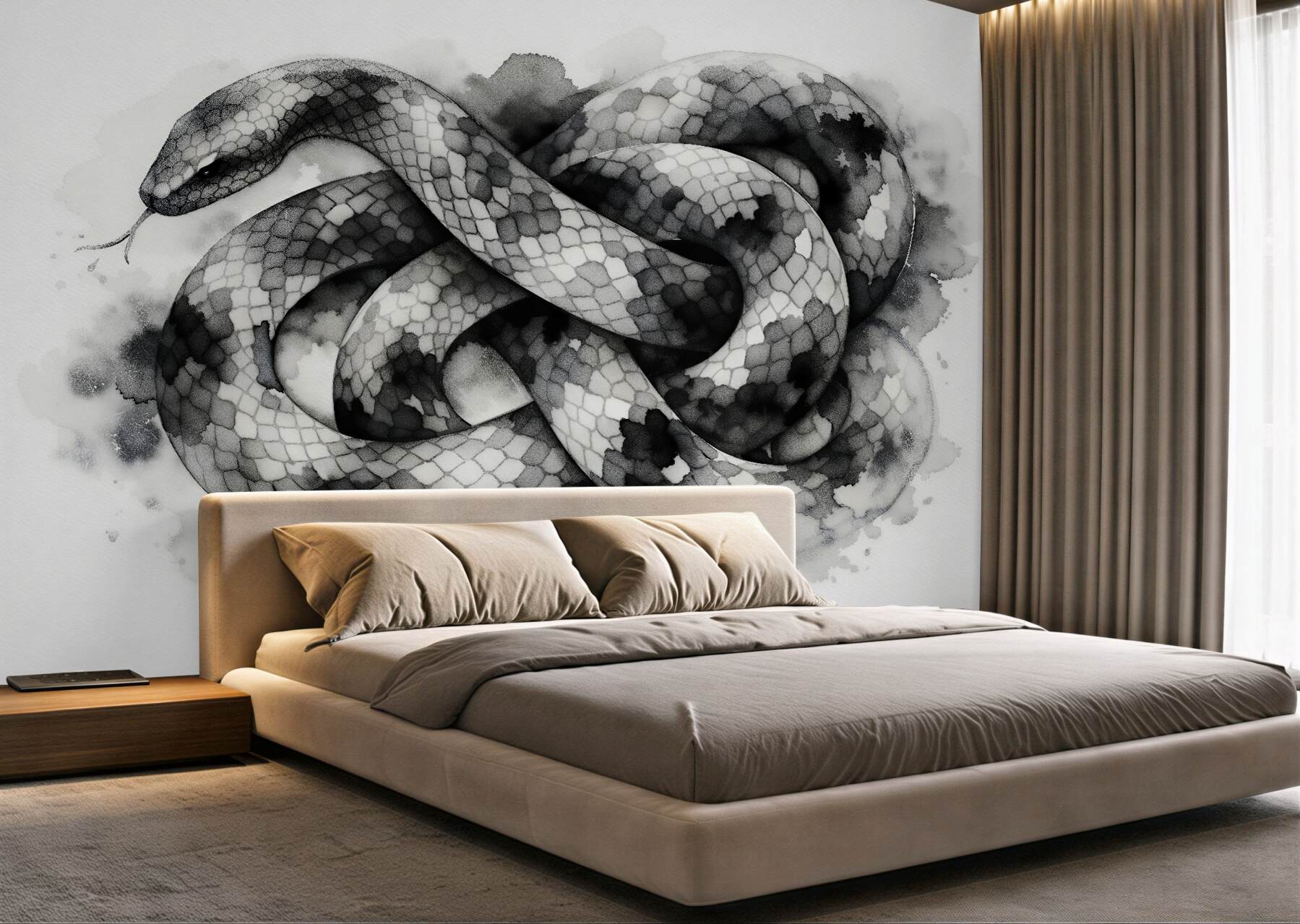 Fototapeta akwarelowy wąż w szarościach?v23