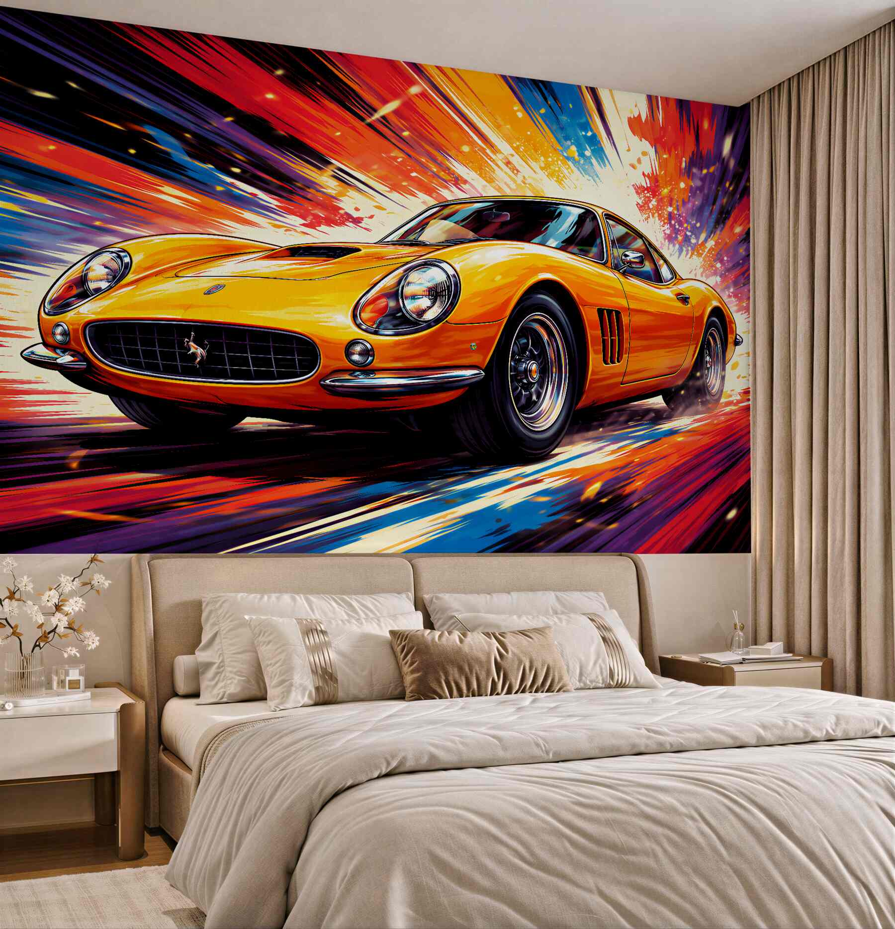 Fototapeta pomarańczowe auto w artystycznym pędzie?v23