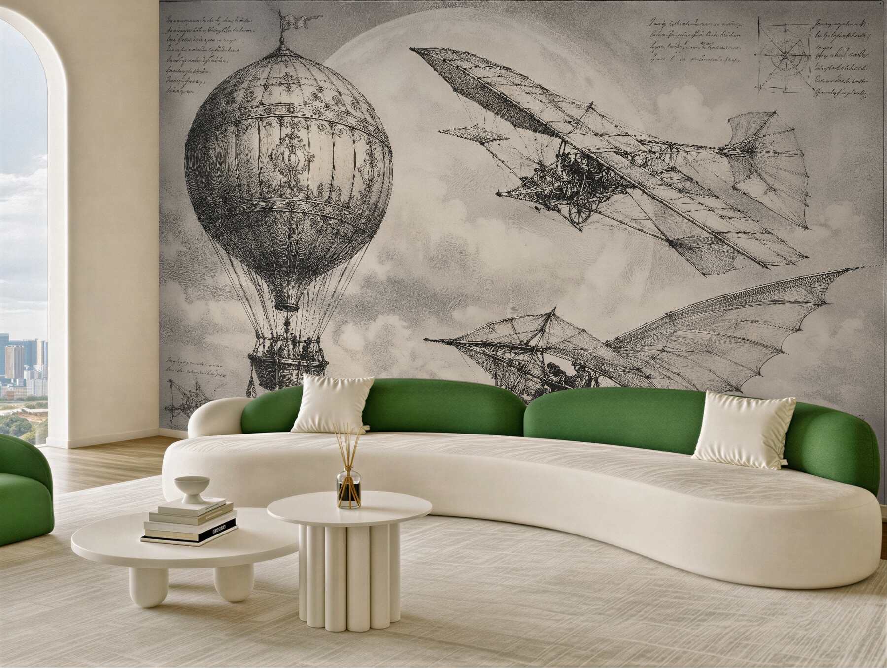 Fototapeta retro szkice maszyn latających