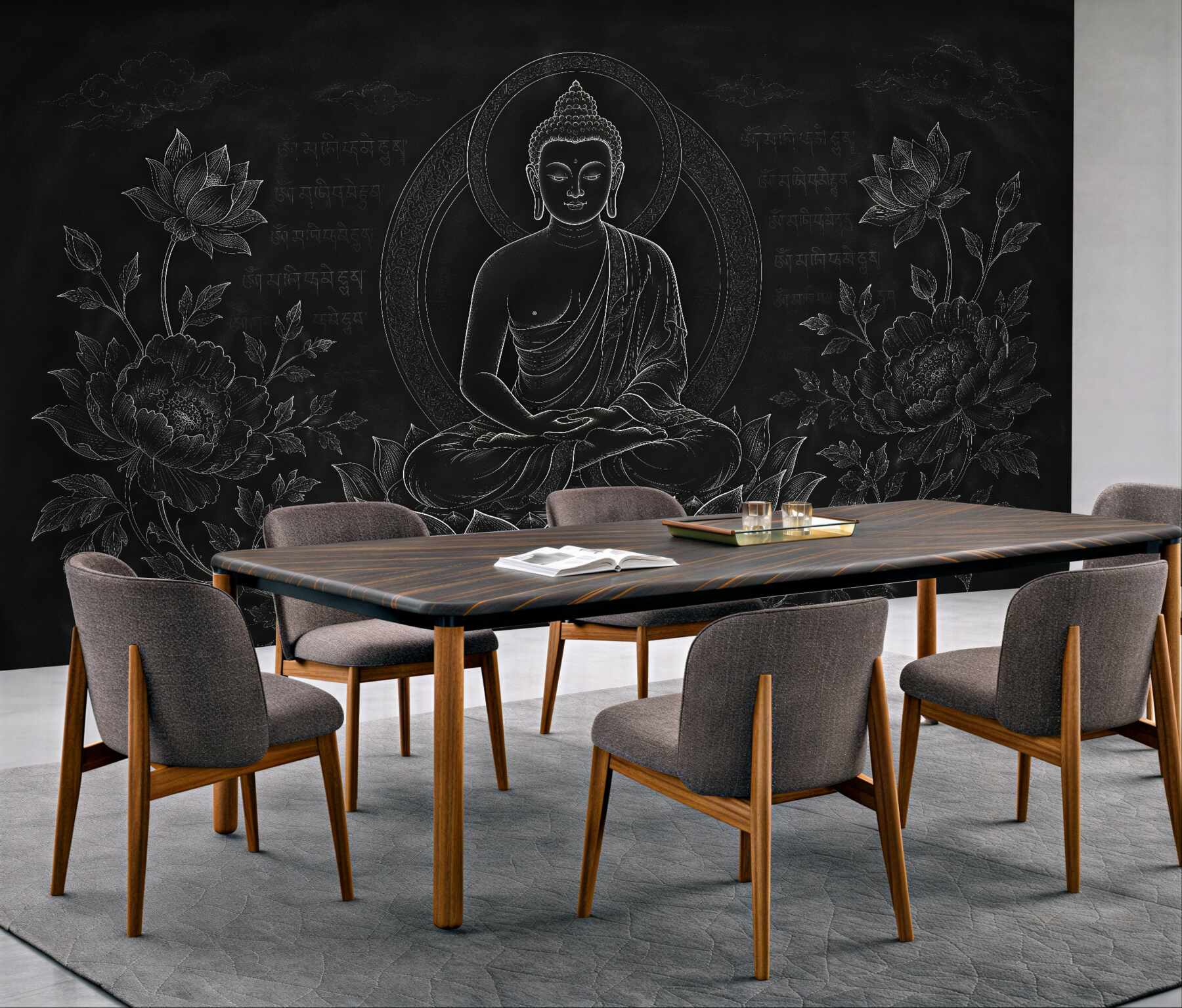 Fototapeta medytujący budda w czerni?v23