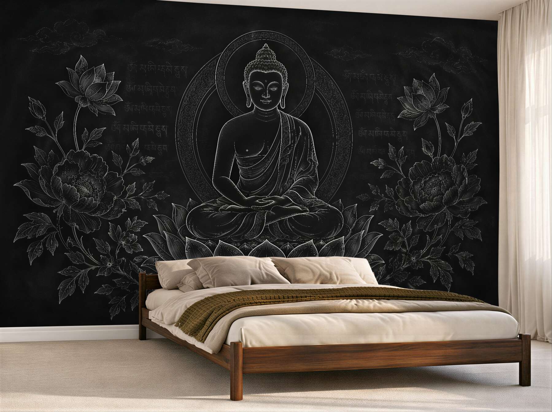 Fototapeta medytujący budda w czerni