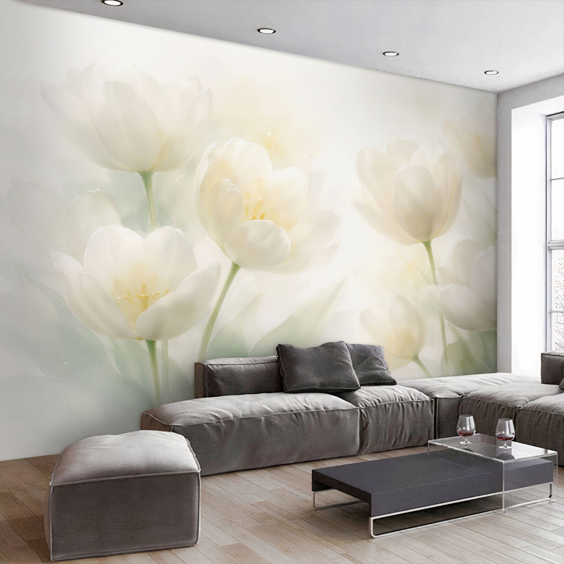Fototapeta Świetliste białe tulipany?v23