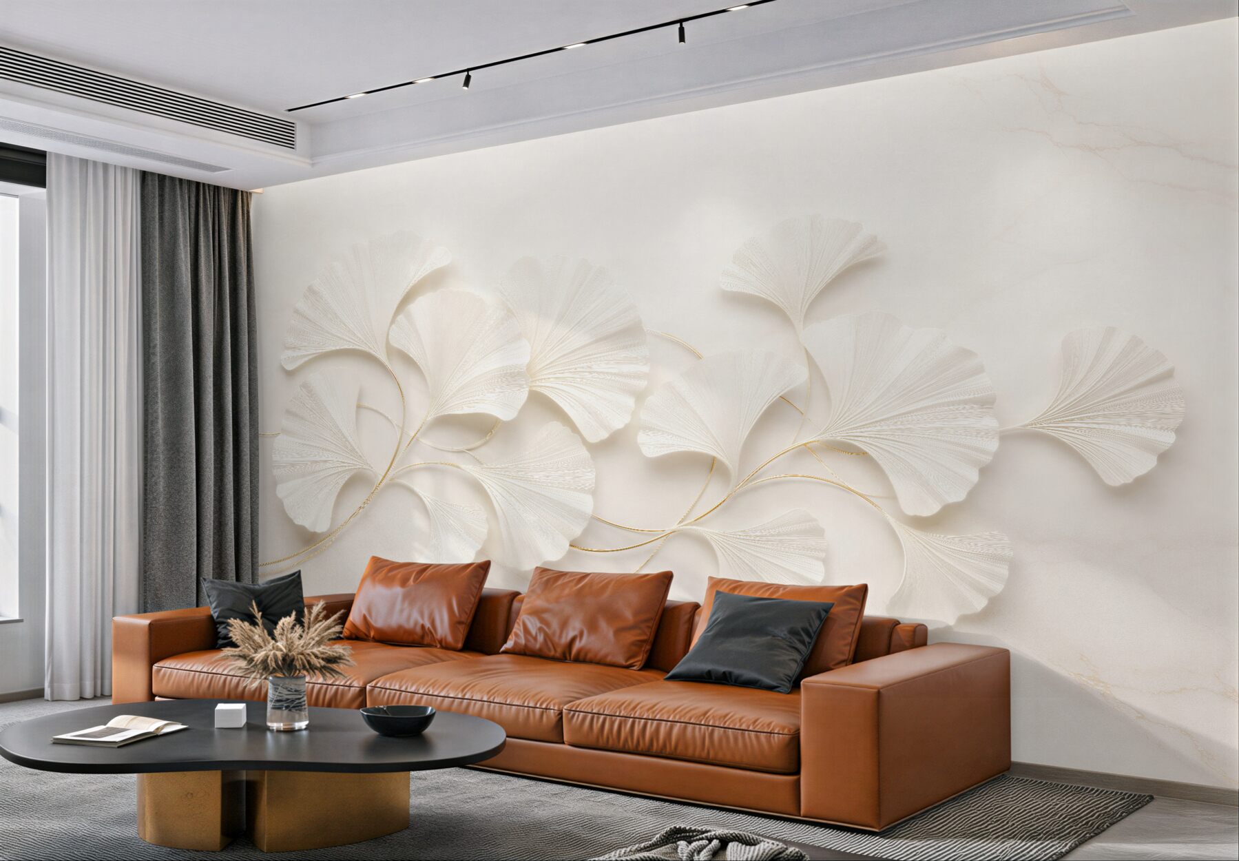 Fototapeta eleganckie liście ginkgo 3d