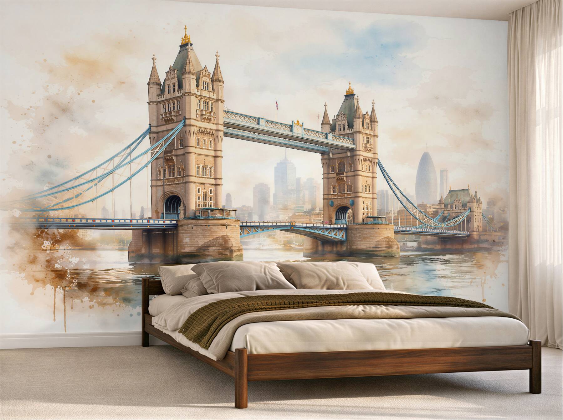 Fototapeta tower bridge w akwarelowej mgle