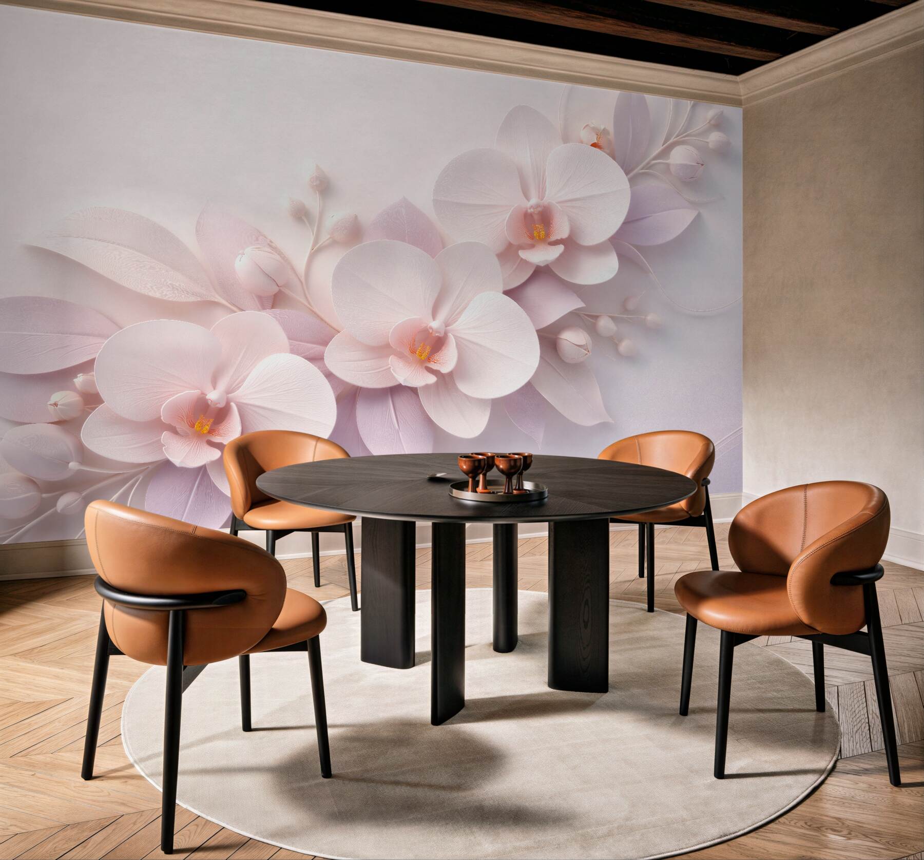 Fototapeta pudrowe orchidee 3d glamour