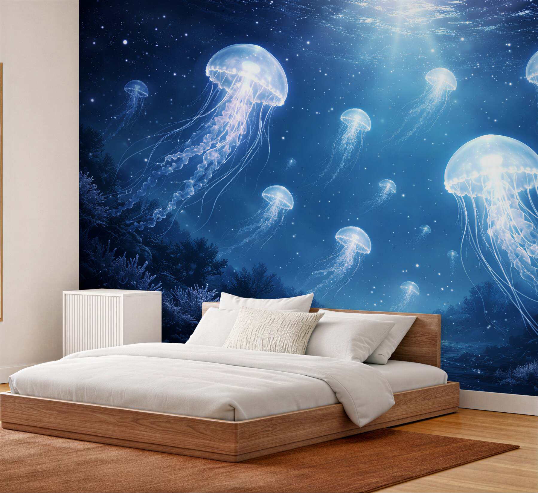 Fototapeta magiczne meduzy w nocnym oceanie?v23