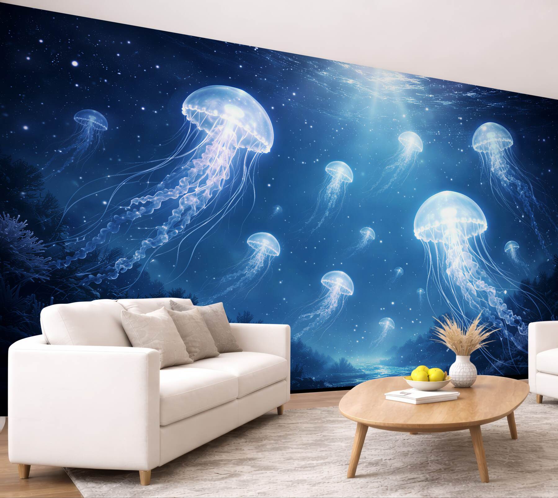 Fototapeta magiczne meduzy w nocnym oceanie