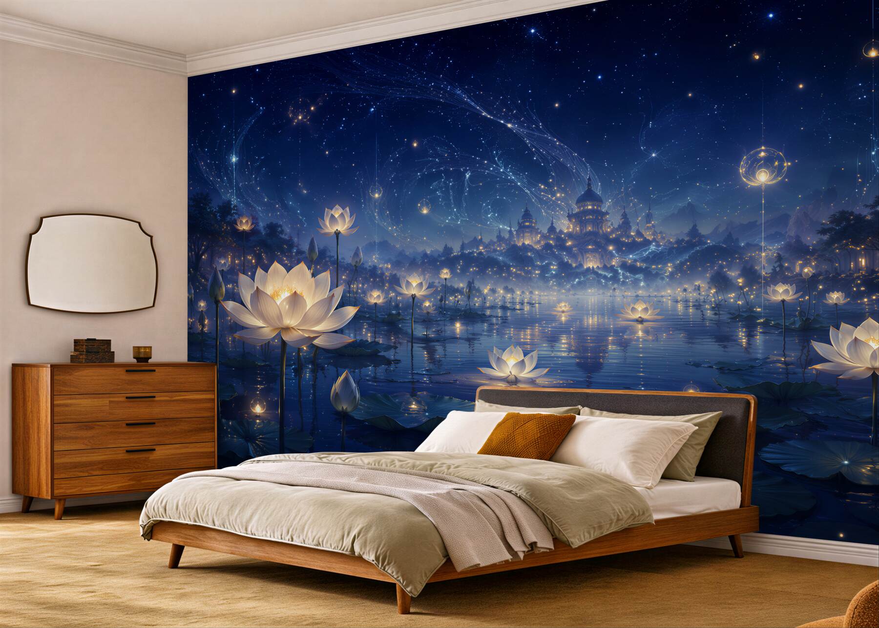 Fototapeta magiczne lotosy pod gwiaździstym niebem?v23
