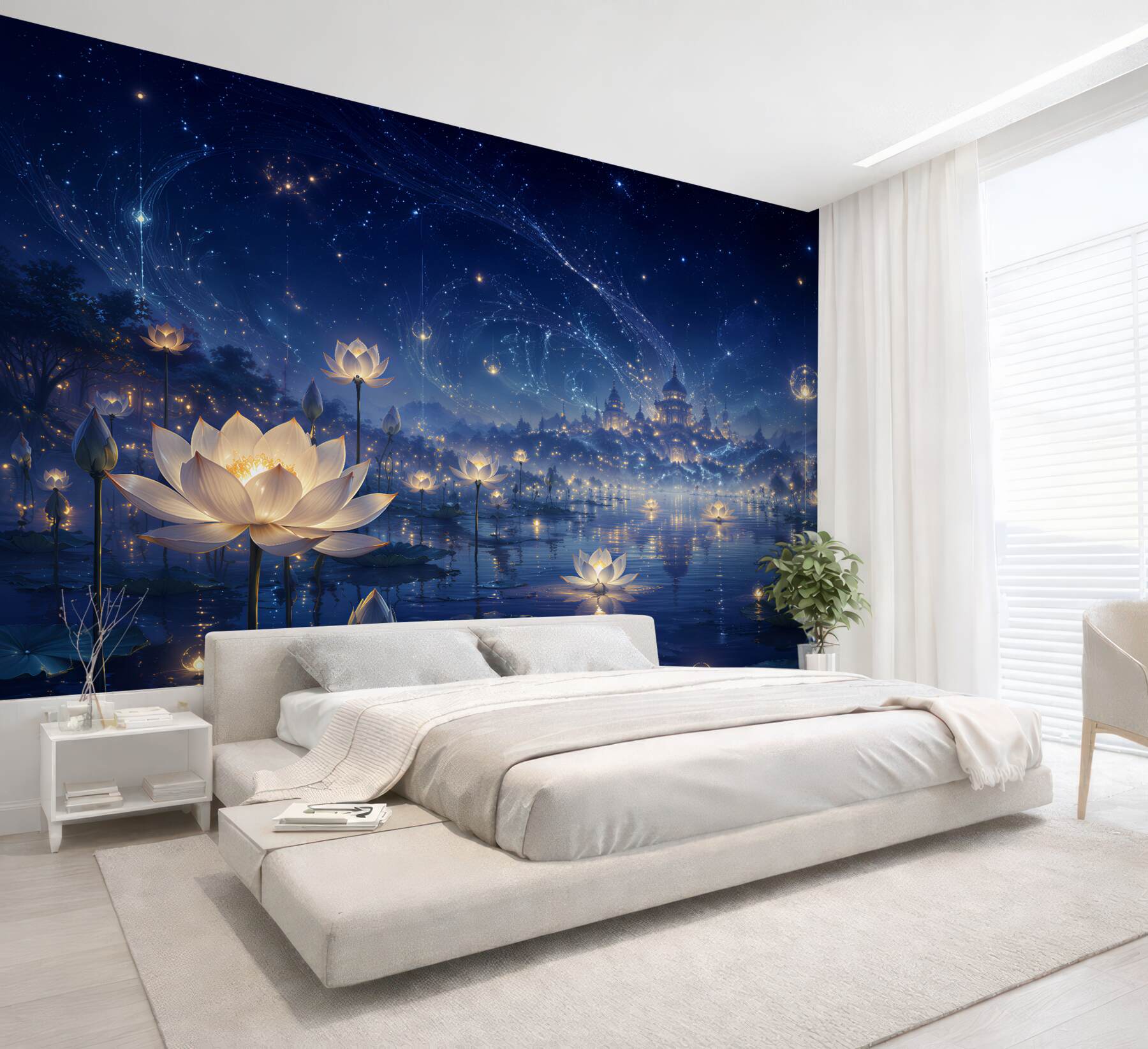 Fototapeta magiczne lotosy pod gwiaździstym niebem