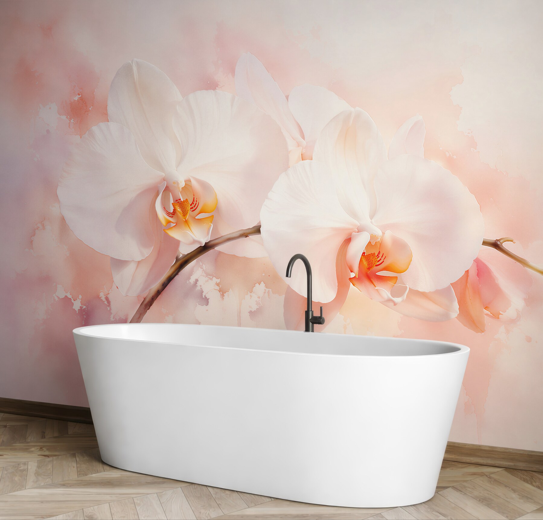 Fototapeta białe orchidee w pudrowym blasku?v23
